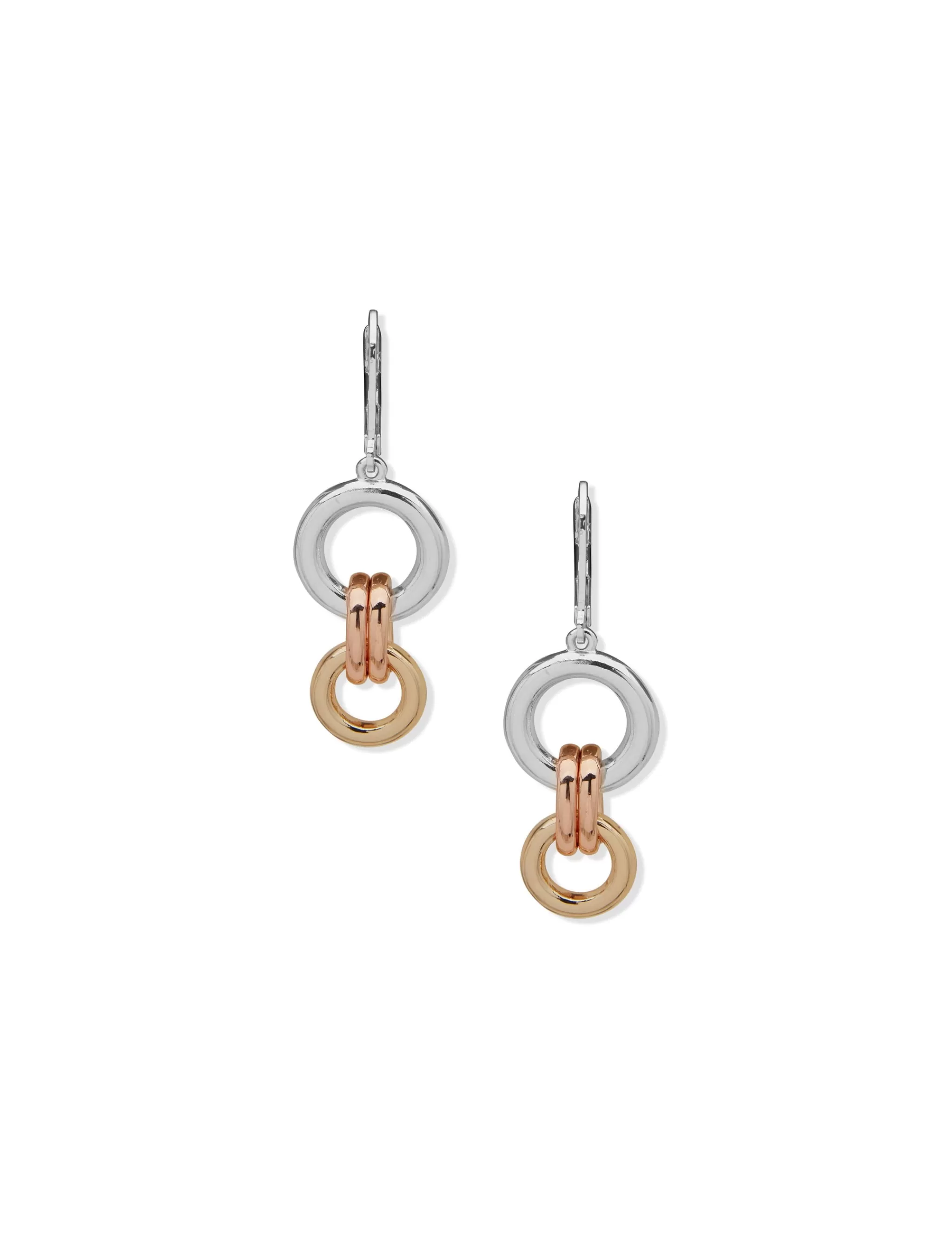 Clearance Anne Klein Double Drop Mixed Metal Pierced Earrings