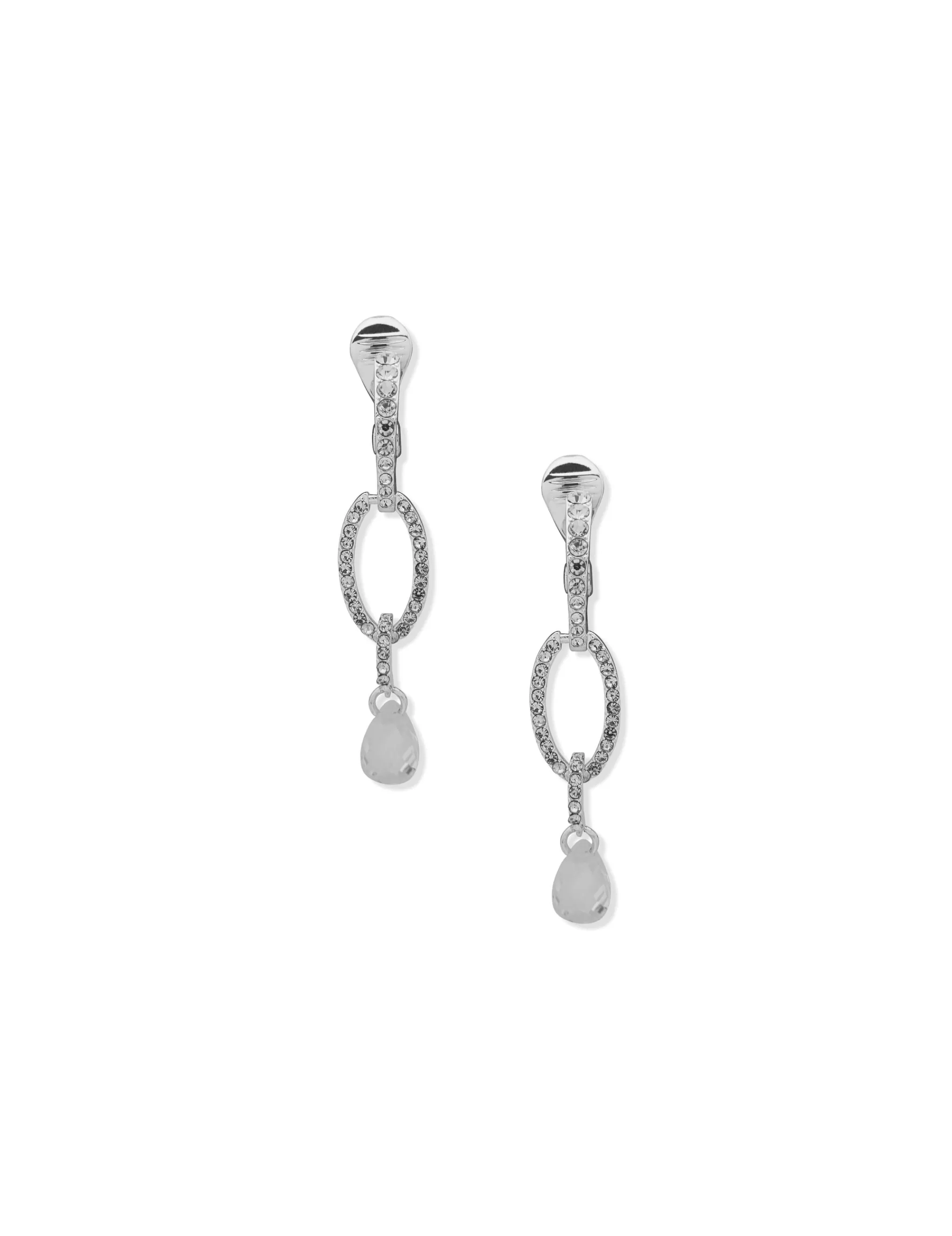Discount Anne Klein Double Drop Pear Stone Clip Earrings