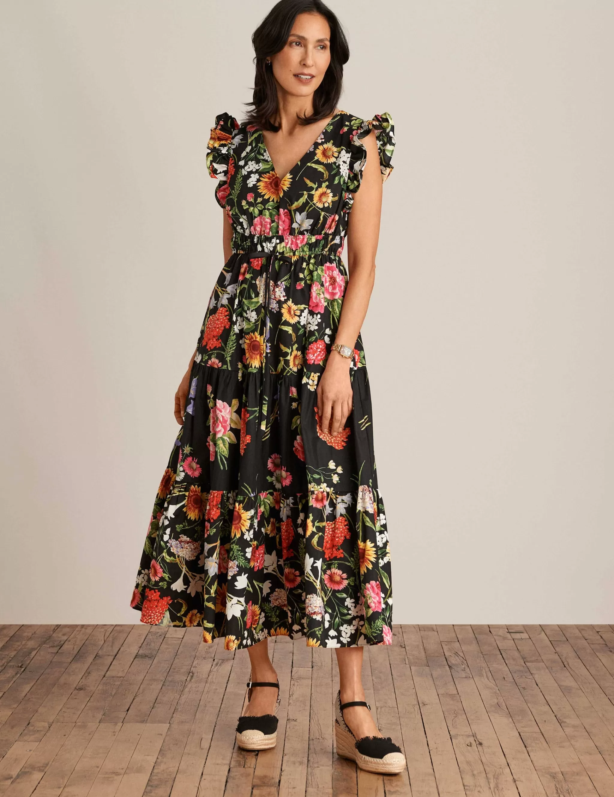 Shop Anne Klein Drawstring Waist Tiered Maxi Dress