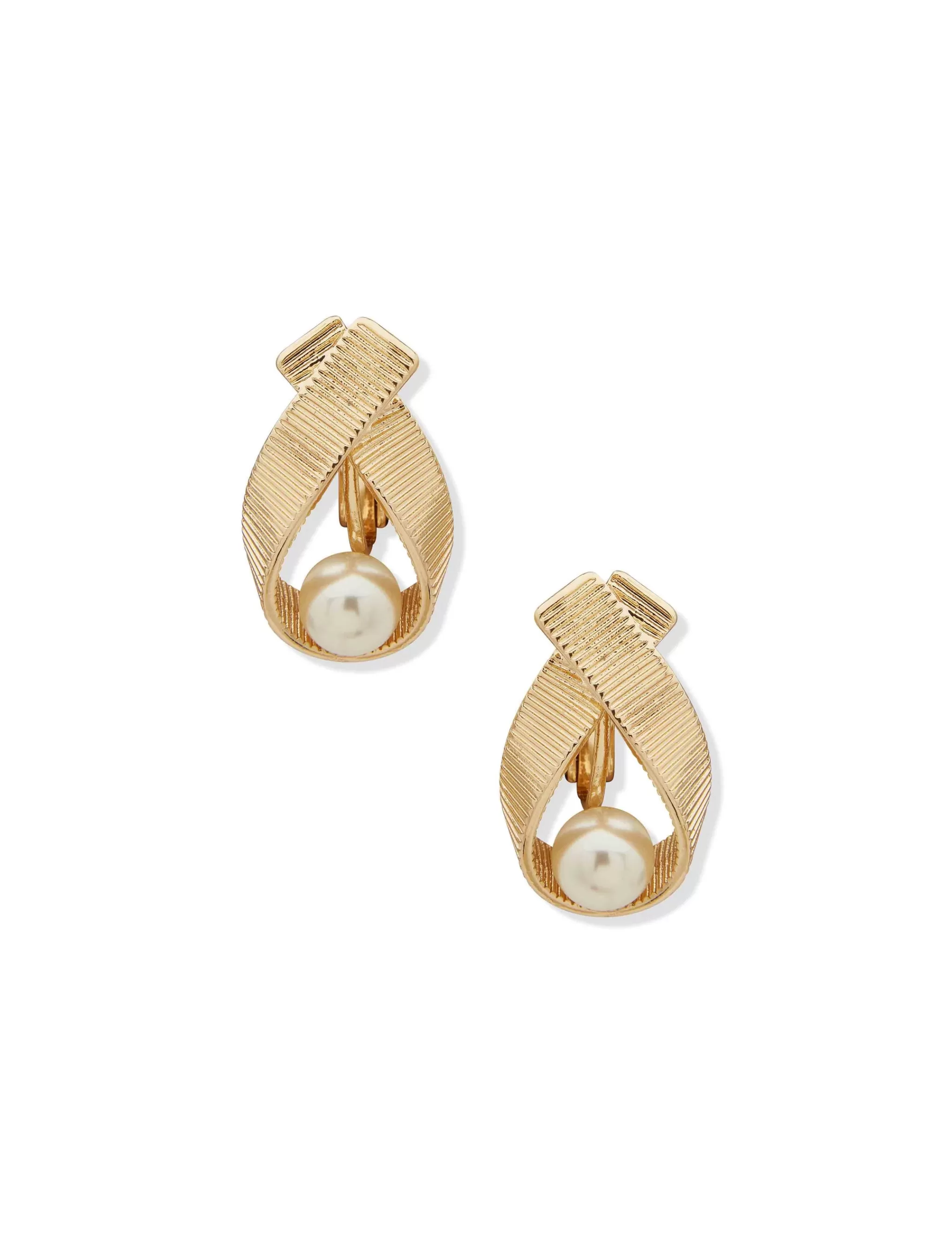 Cheap Anne Klein Drop With Faux Pearl Clip Earrings