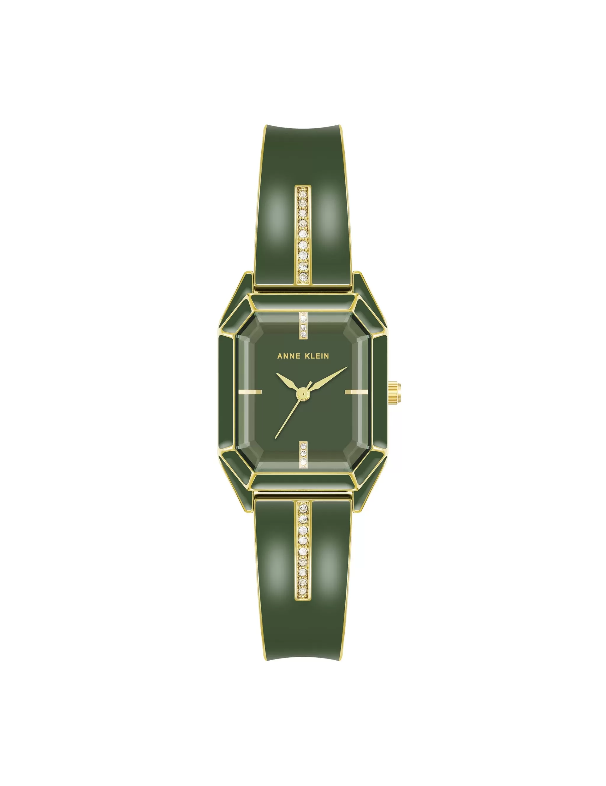 Shop Anne Klein Elegant Bangle Bracelet Watch Green/ Gold Tone