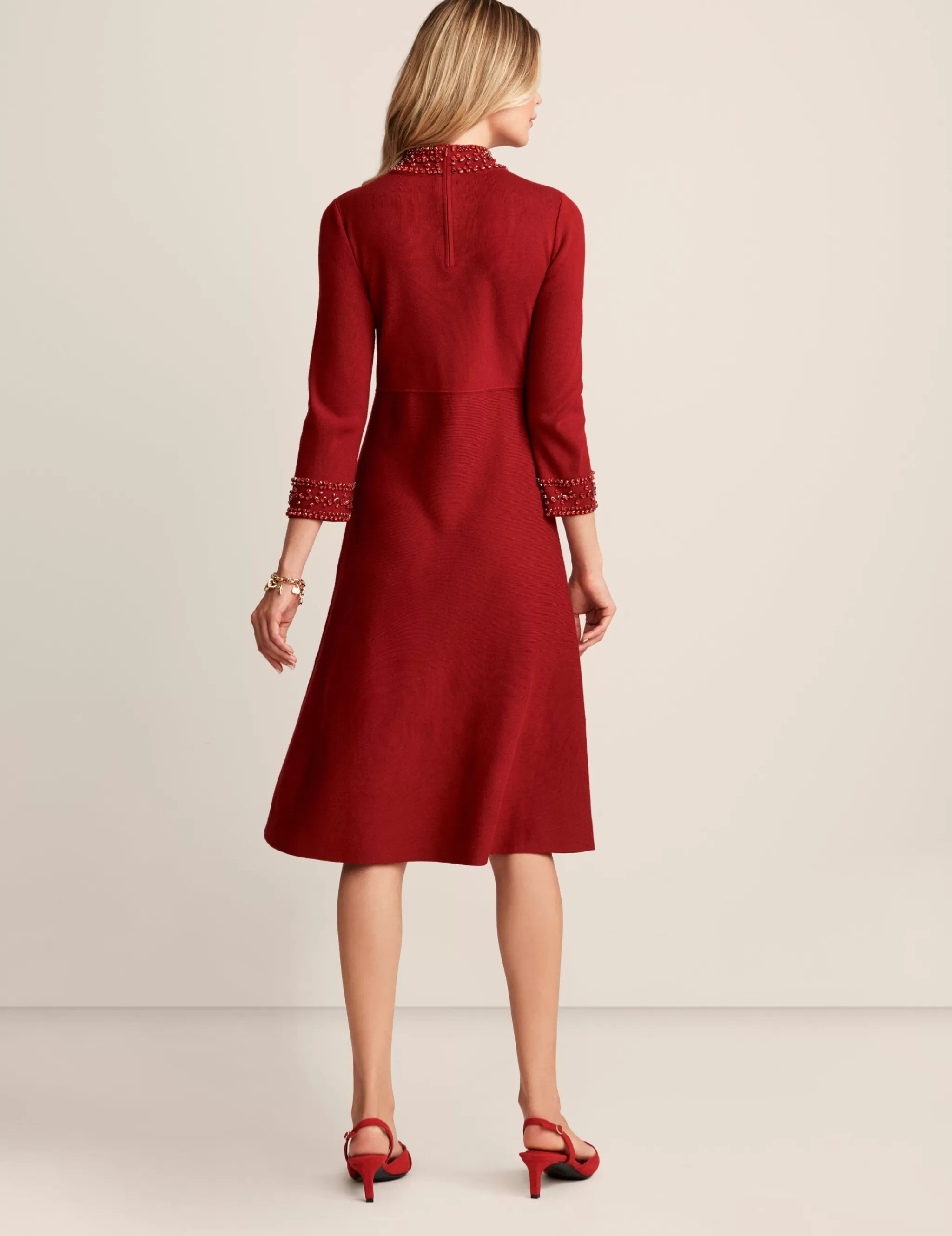 Store Anne Klein Embellished Mock Neck Dress