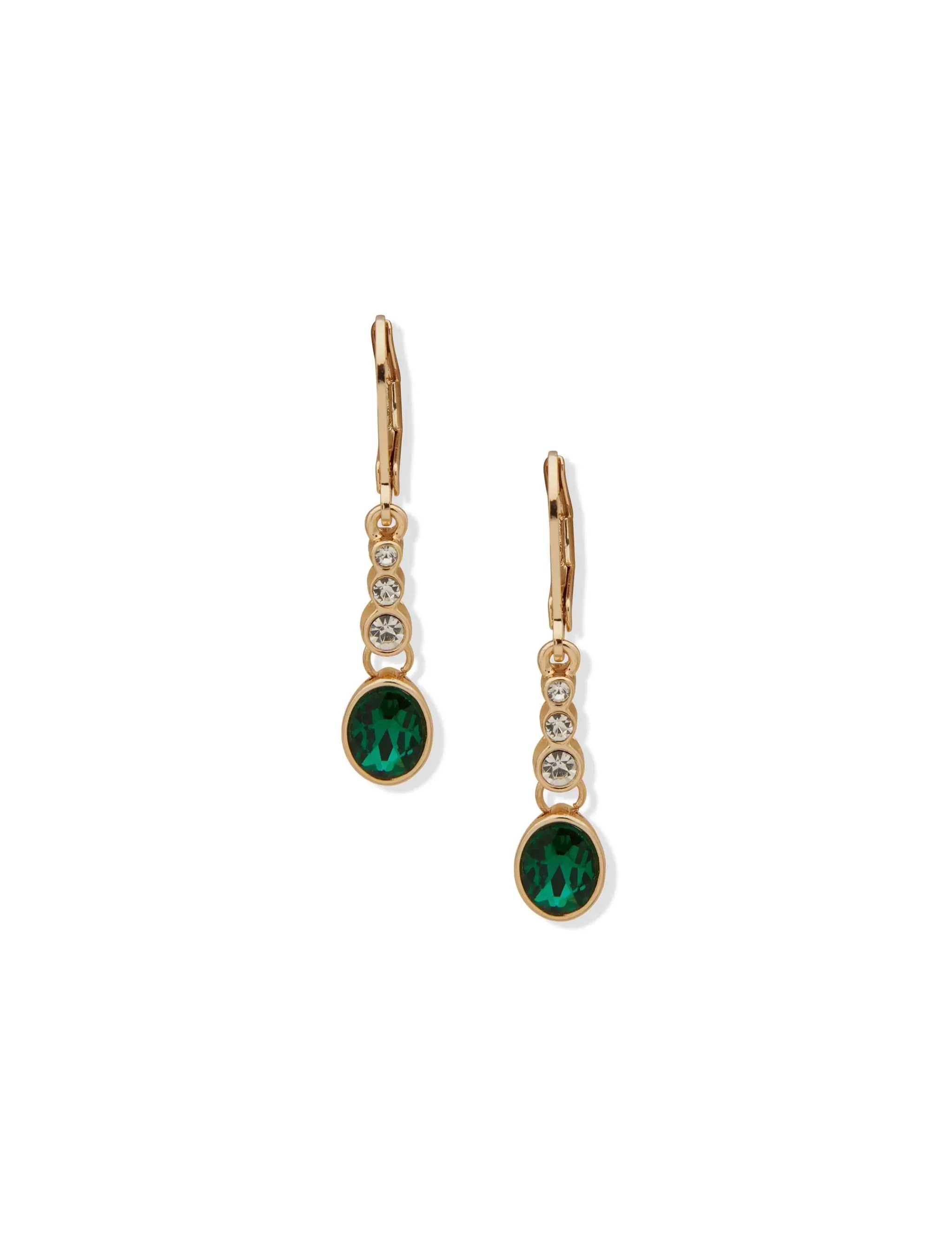 Fashion Anne Klein Emerald Stone Oval Drop Earrings