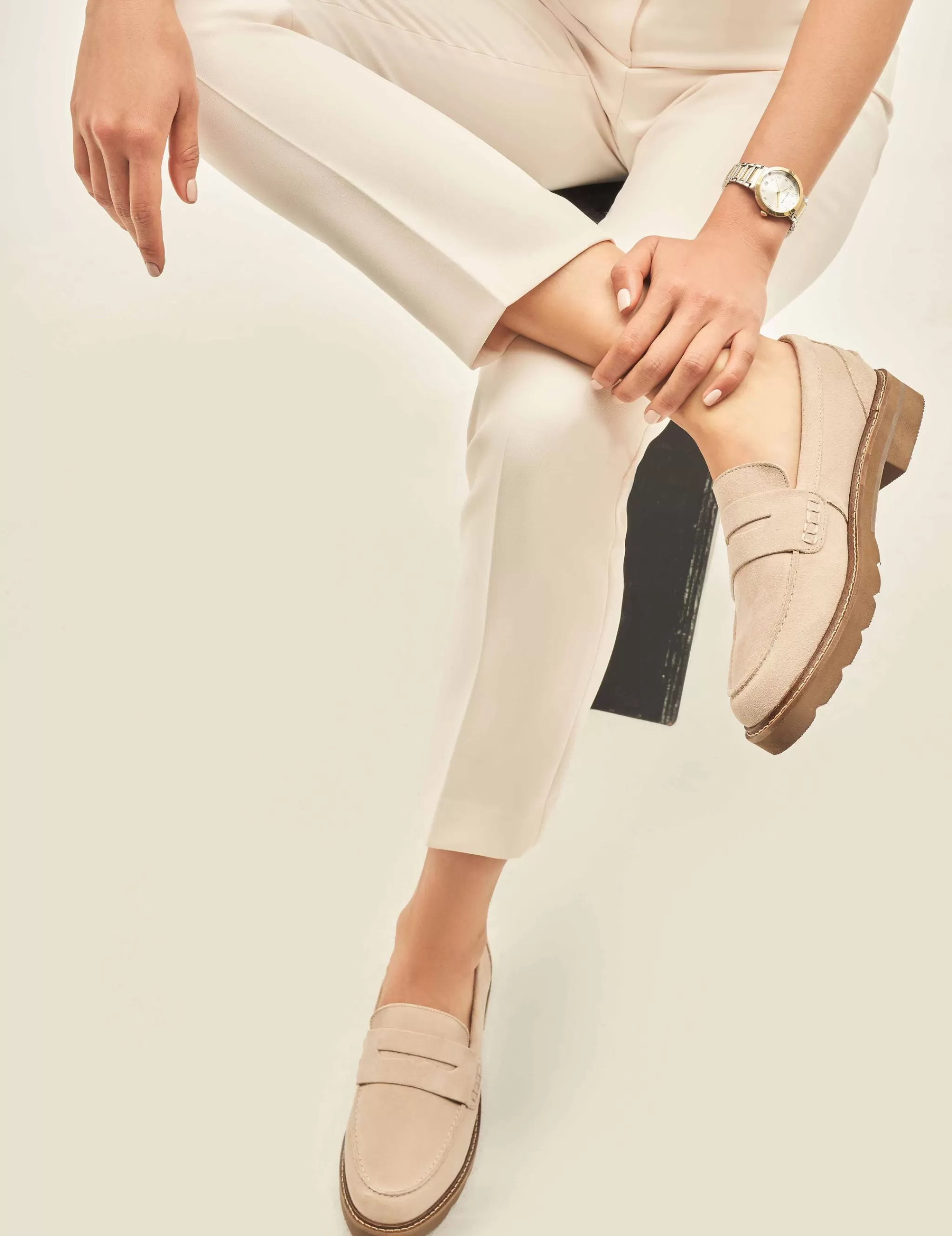 Shop Anne Klein Emmylou Suede Loafer Beige