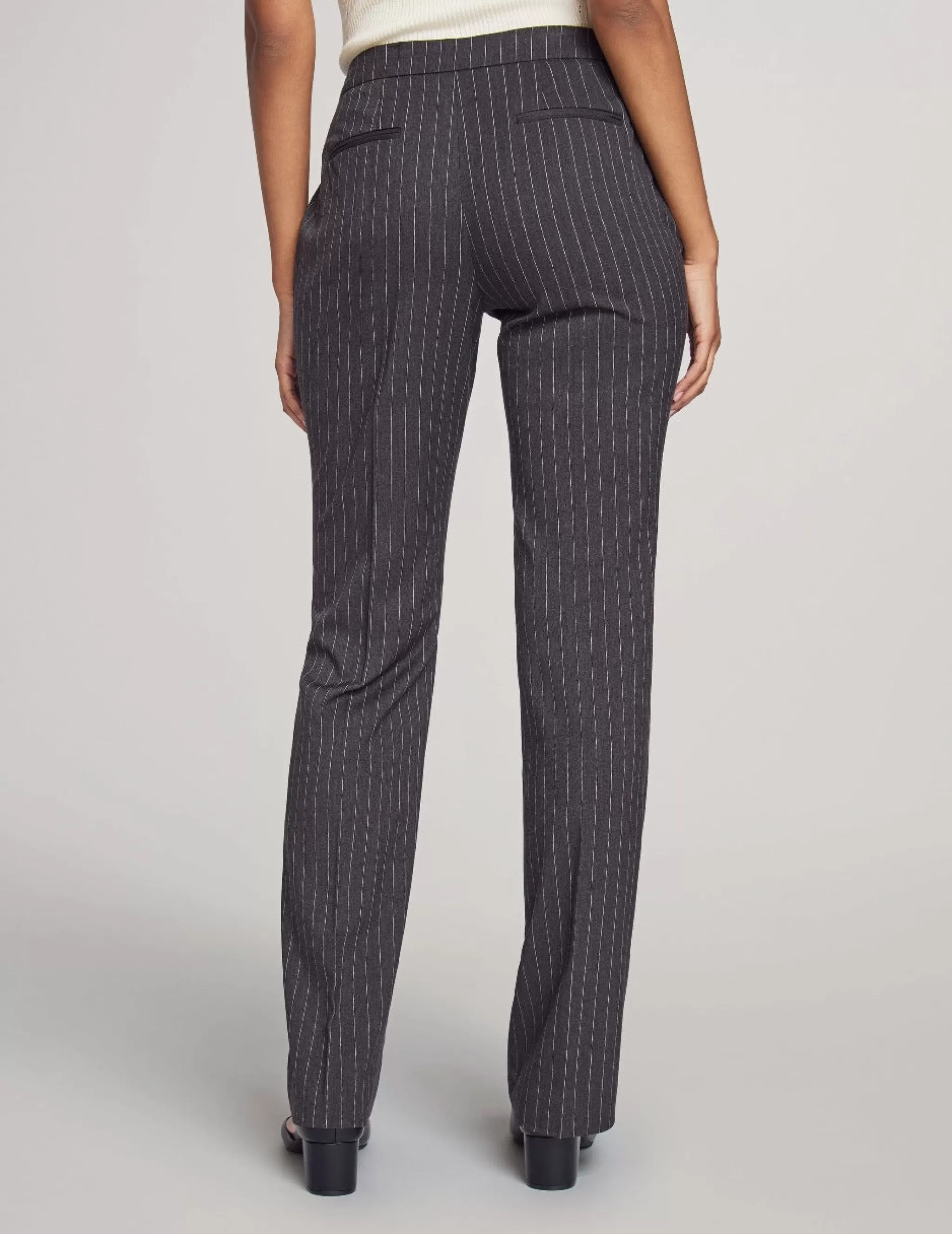 Discount Anne Klein Executive Collection Pinstripe Two Button Jacket With Pant And Skirt Charcoal/Bright White