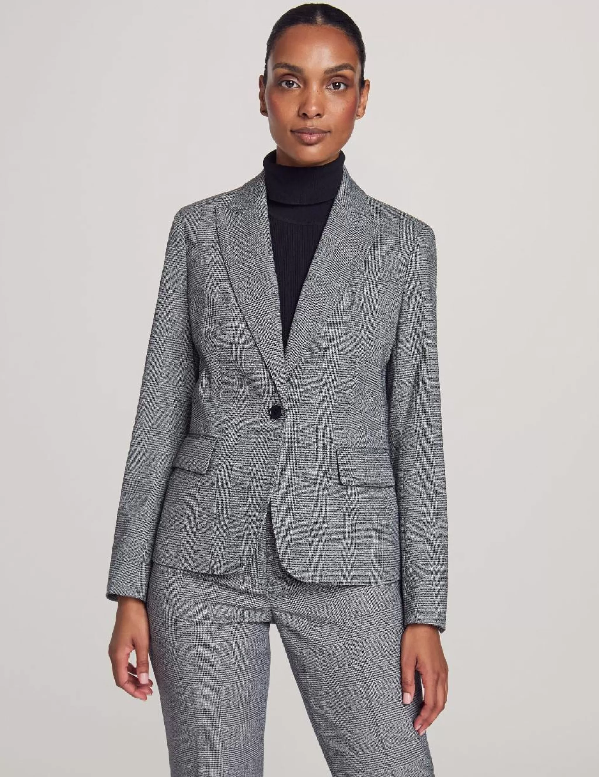 Best Sale Anne Klein Executive Collection Plaid Jacket And Bowie Pant Anne Black Combo