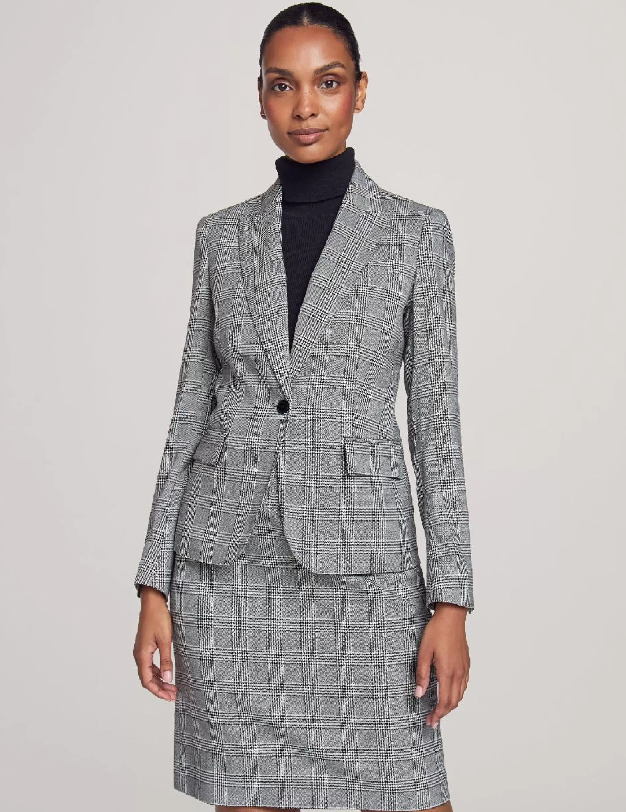 Clearance Anne Klein Executive Collection Plaid Jacket With Skirt Anne Black/Bright Whit