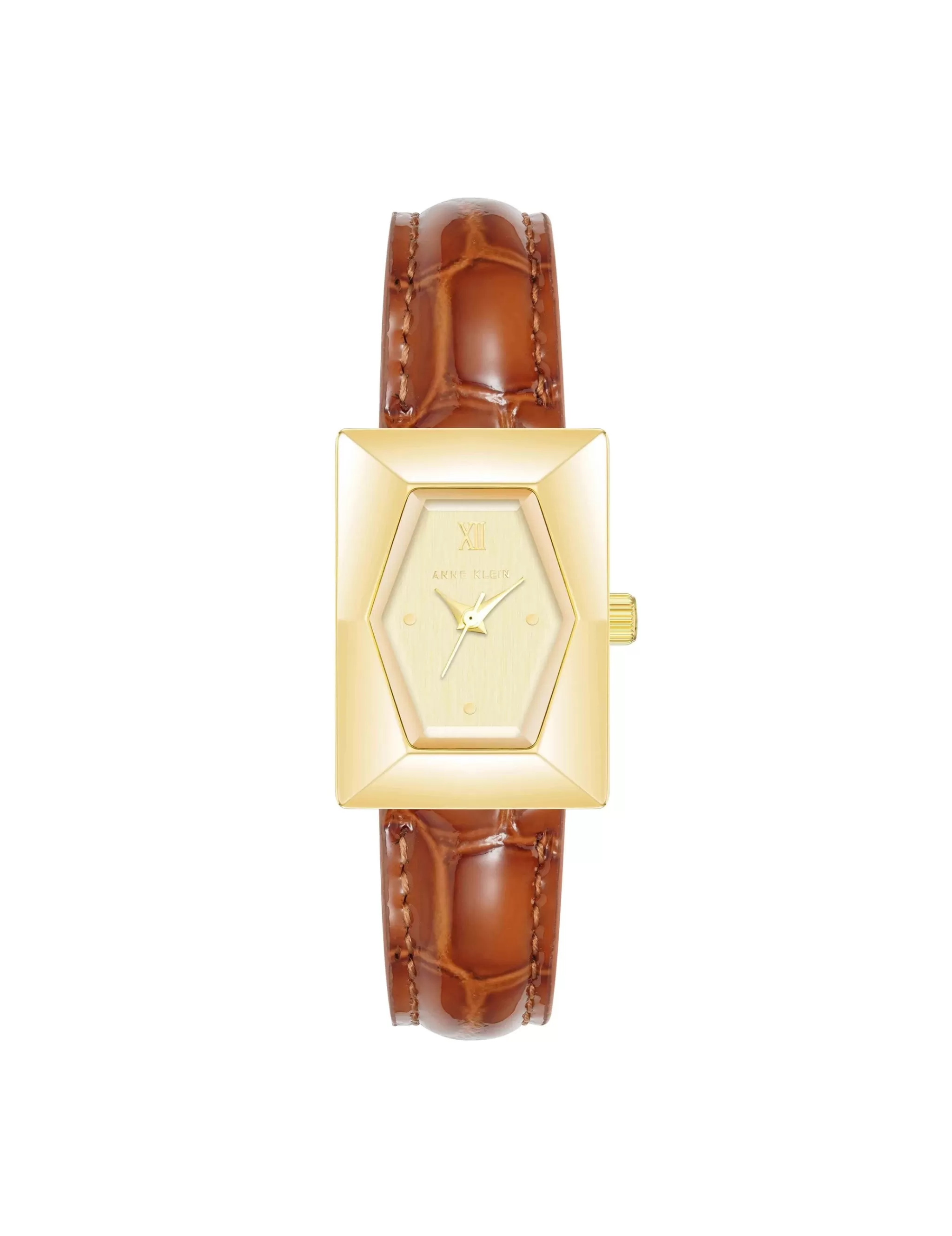 Shop Anne Klein Faceted Rectangular Case Watch