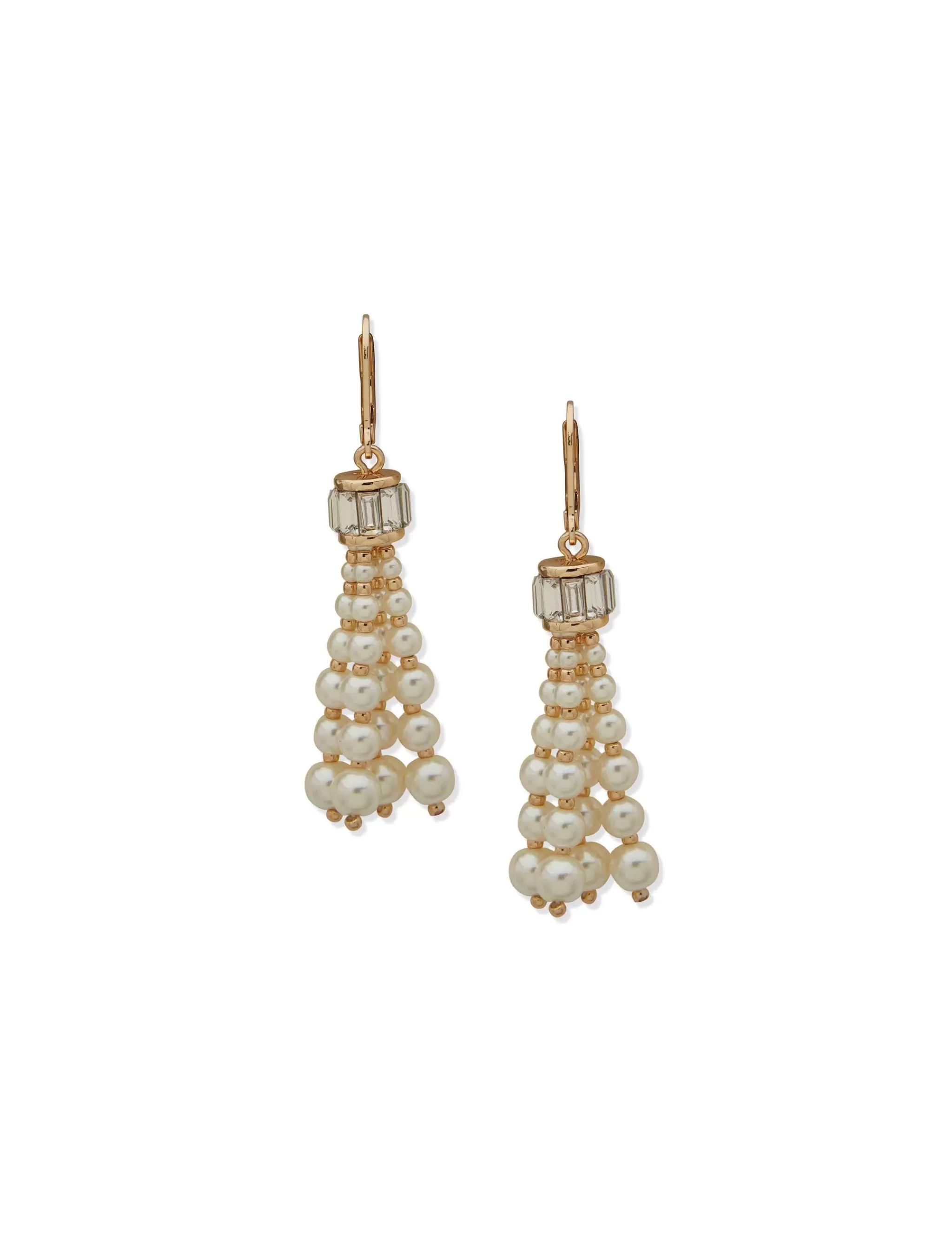 Flash Sale Anne Klein Faux Pearl & Stone Baguette Tassel Drop Earrings