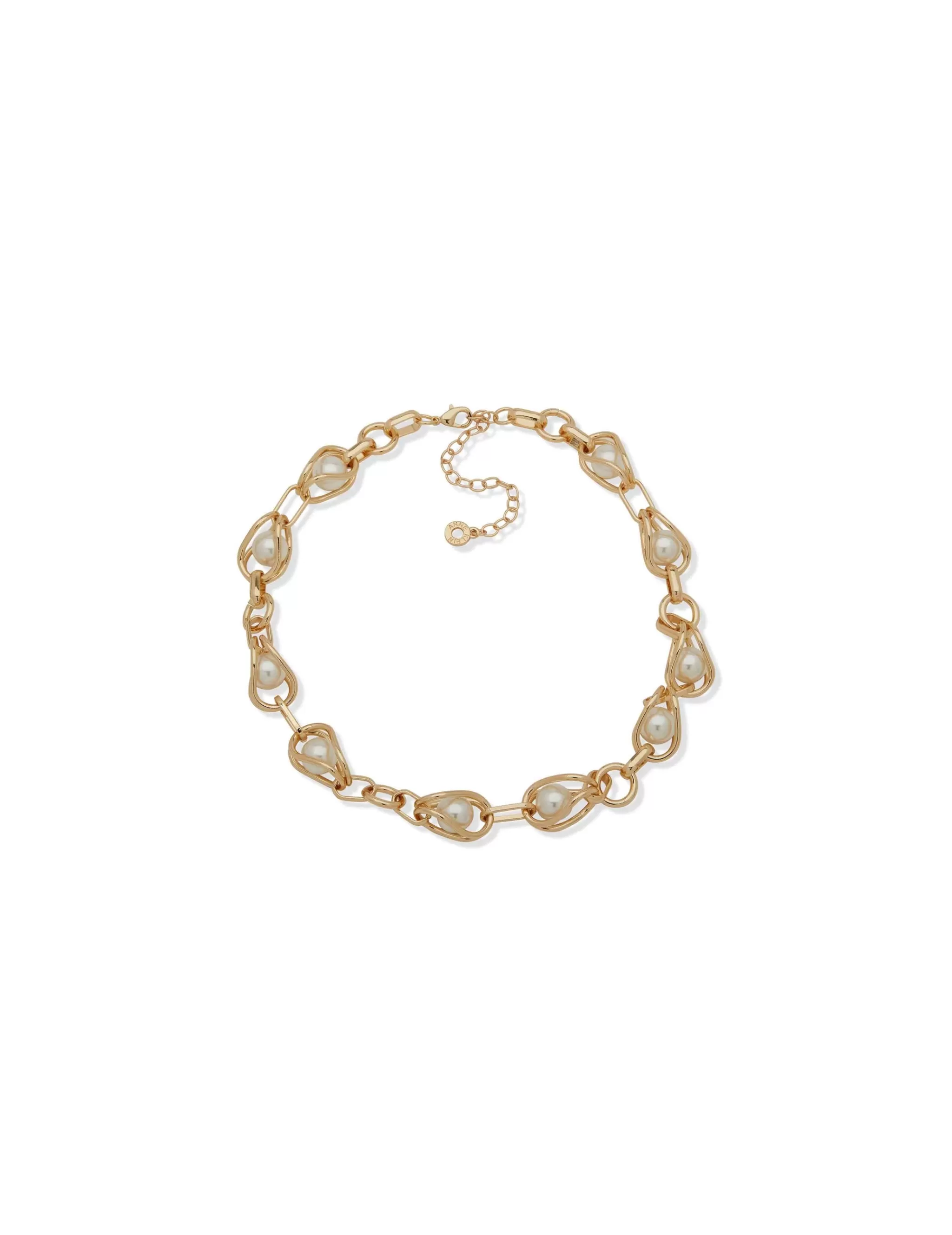 New Anne Klein Faux Pearl Link Collar Necklace