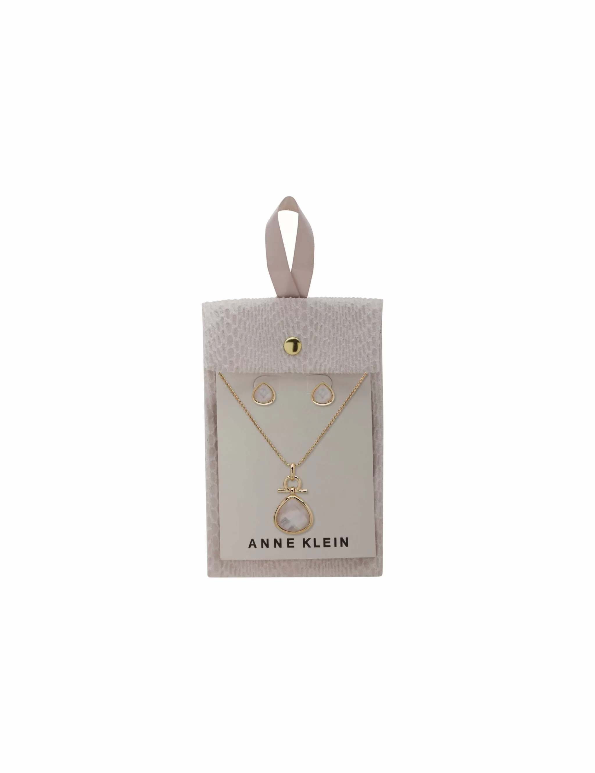 Cheap Anne Klein Faux Pearl Teardrop Earring & Necklace Set