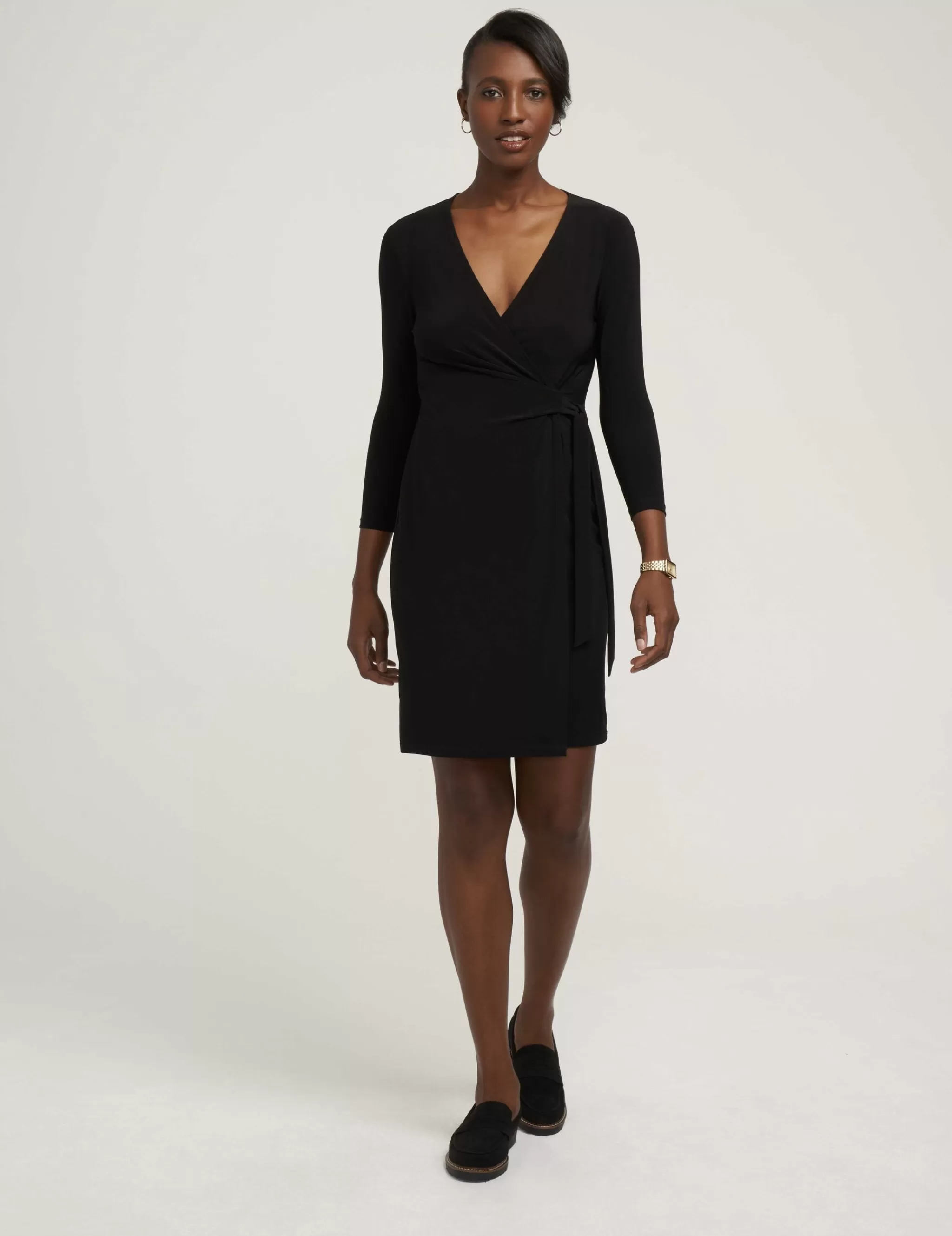 New Anne Klein Faux Wrap Dress Anne Black