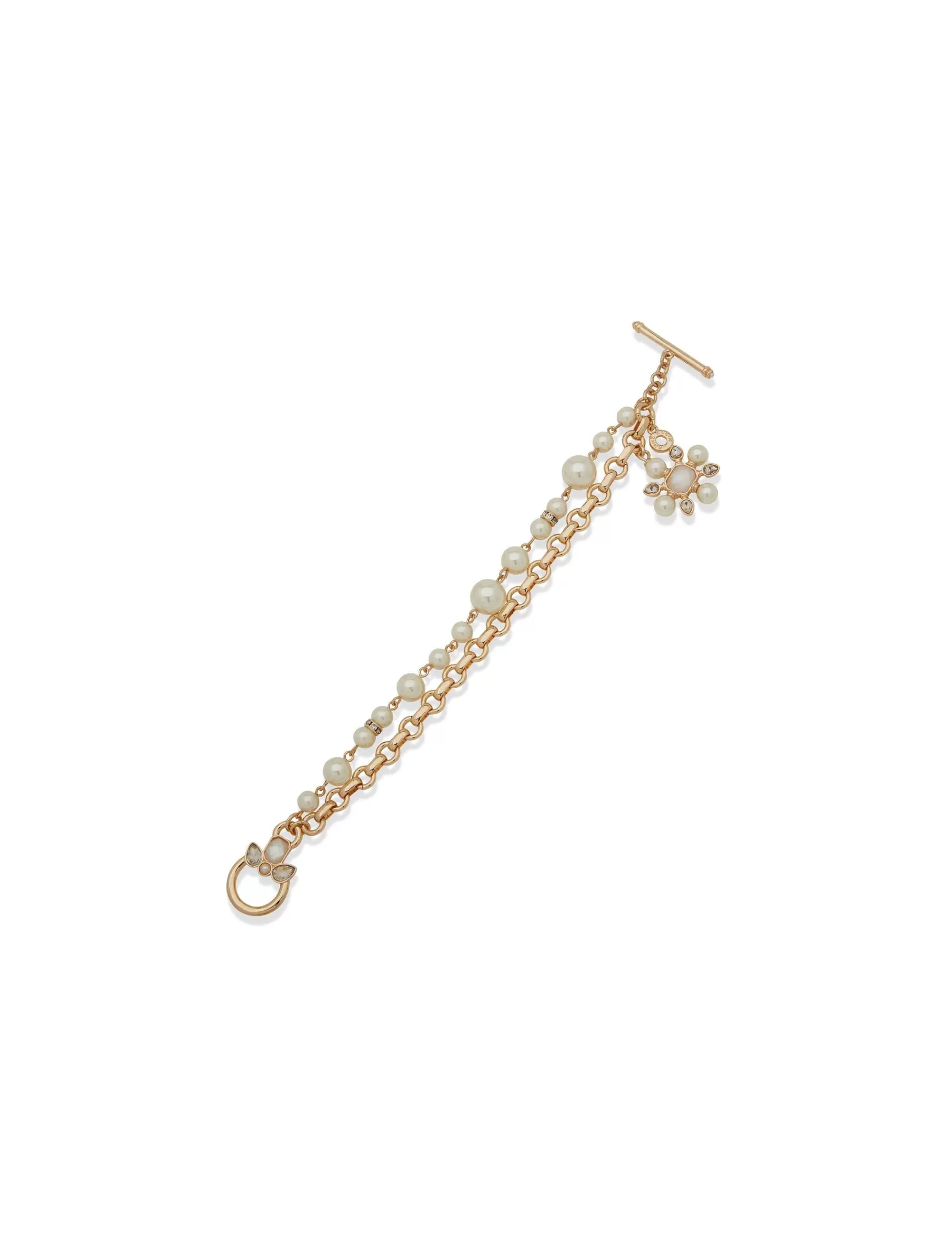 Best Sale Anne Klein Flex Chain Bracelet And Faux Blanc Pearl Toggle