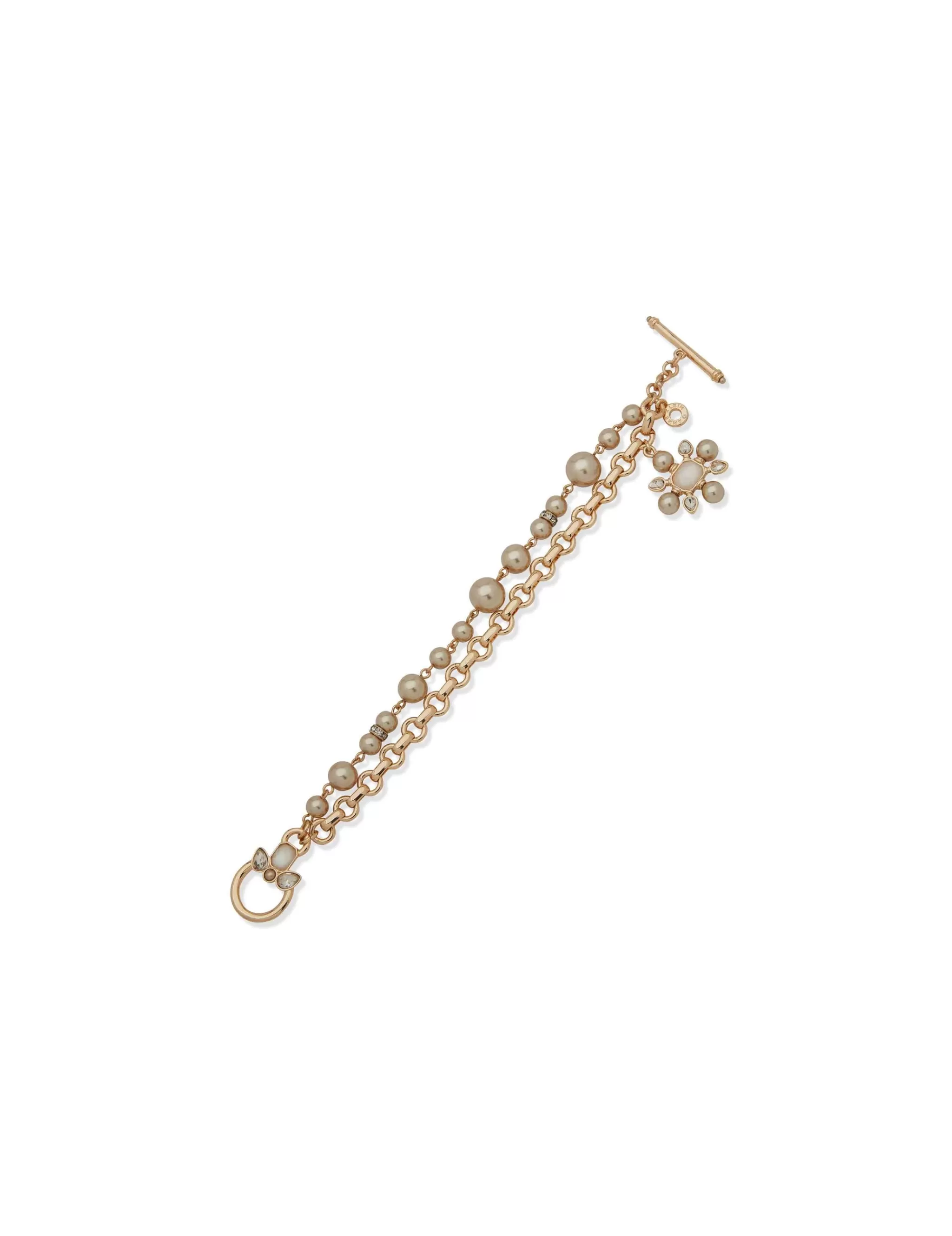 Cheap Anne Klein Flex Chain Bracelet And Faux Coco Pearl Toggle