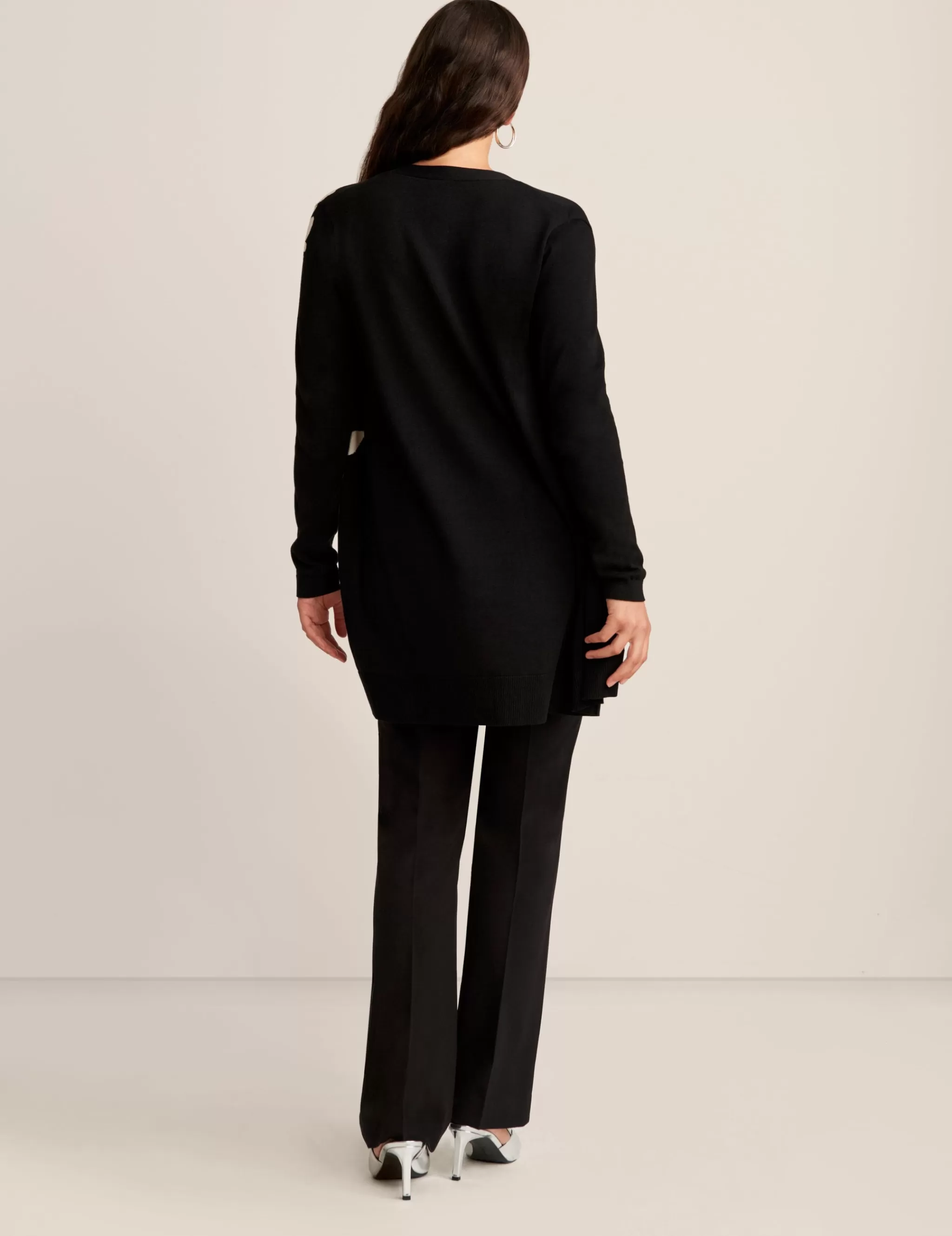 Store Anne Klein Floral Kissing Front Cardigan Anne Blk/Anne Wht