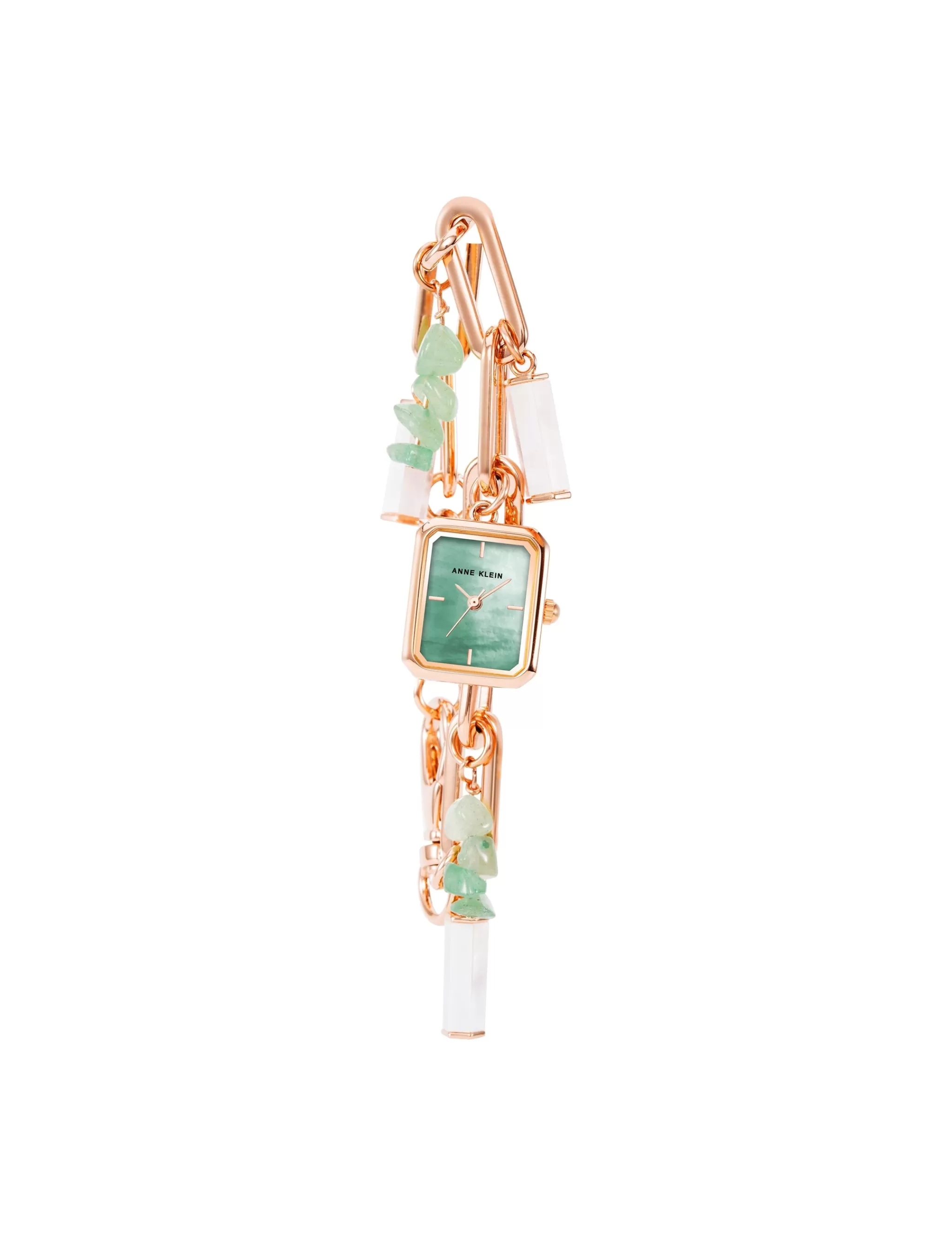 Outlet Anne Klein Gemstone Charm Bracelet Watch Aventurine/Rose Gold