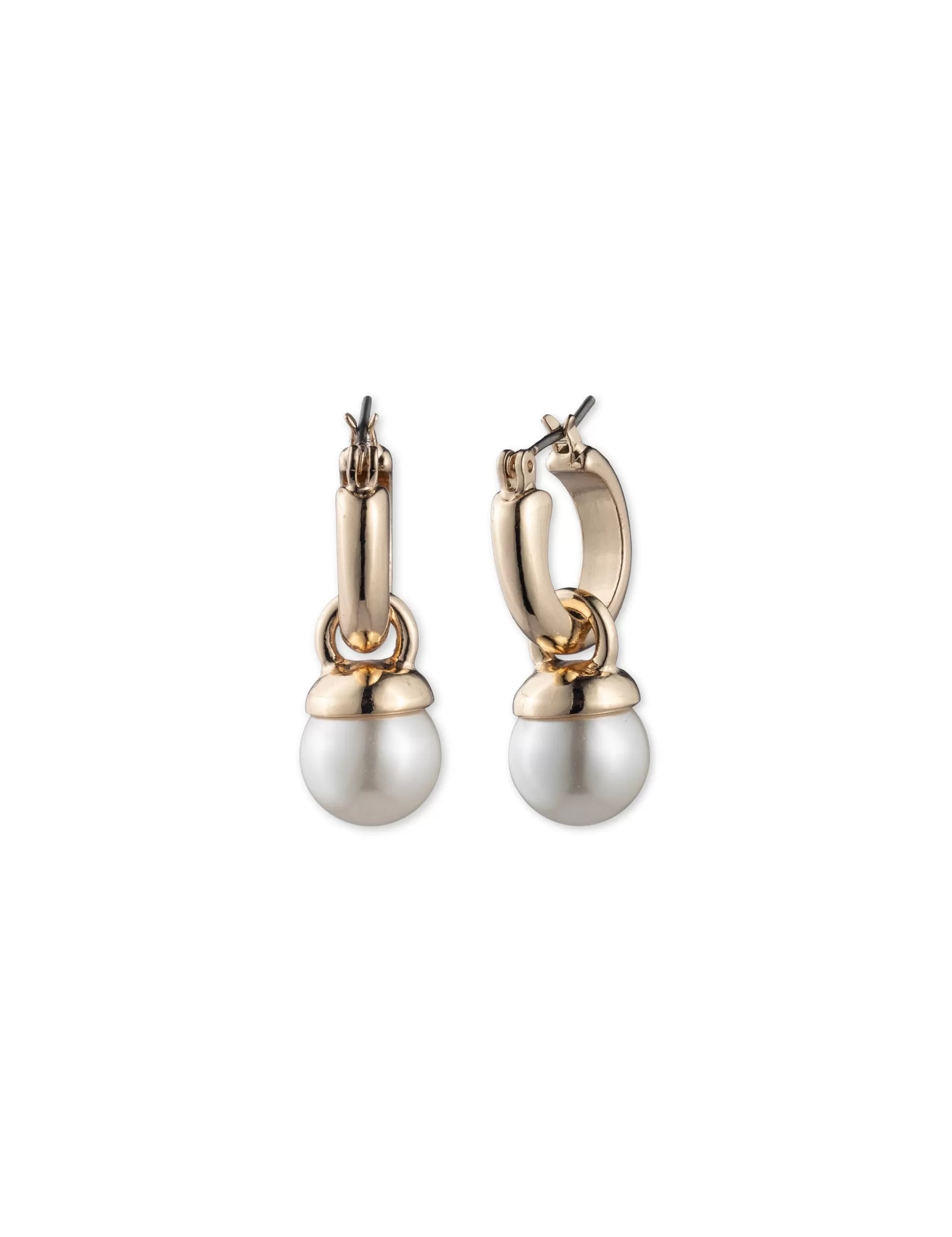 Outlet Anne Klein Gold-Tone Blanc Faux Pearl Drop Hoop Earrings