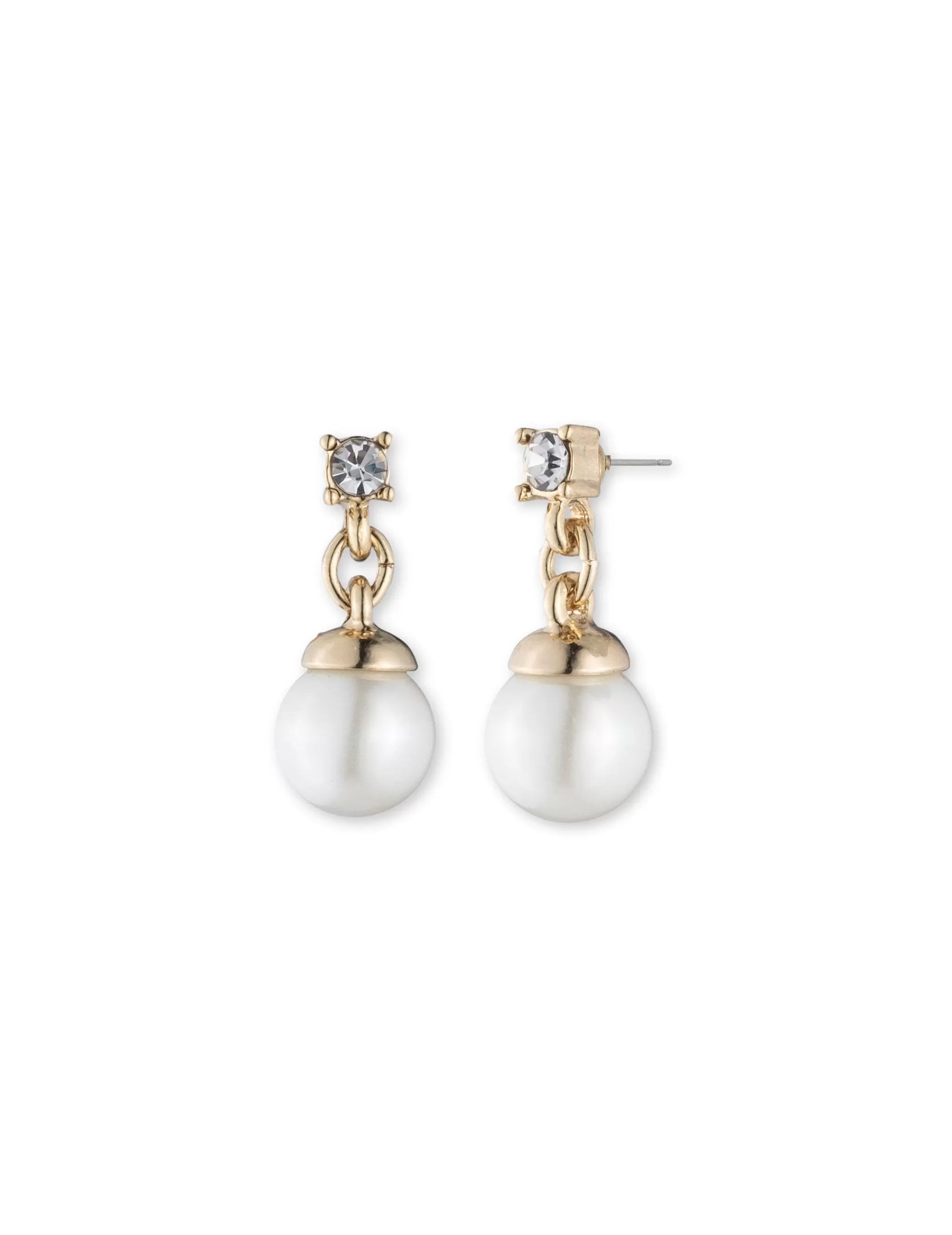 Cheap Anne Klein Gold-Tone Blanc Faux Pearl Earrings With Crystal Accent