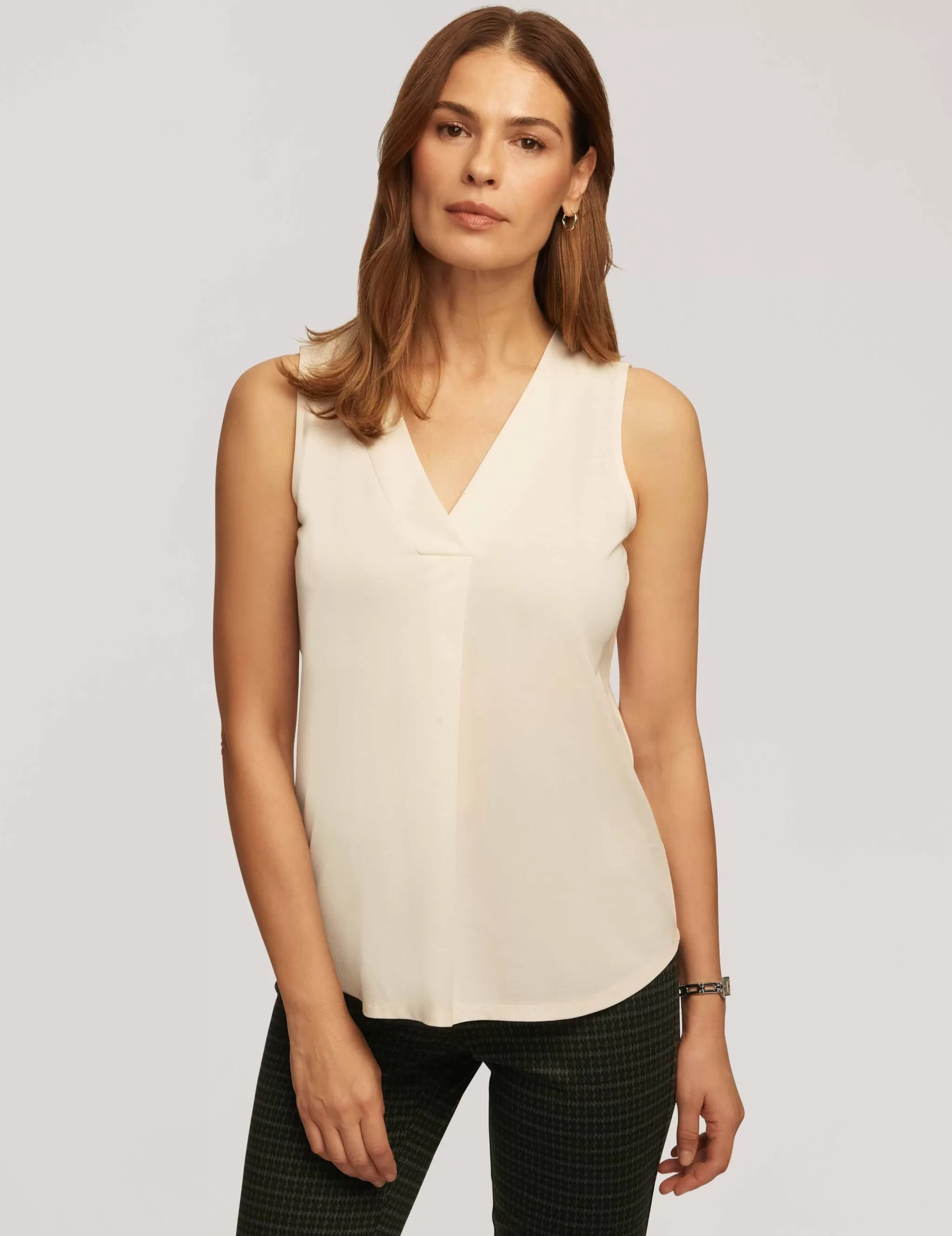 Best Sale Anne Klein Harmony Knit Pleat Neck Shell