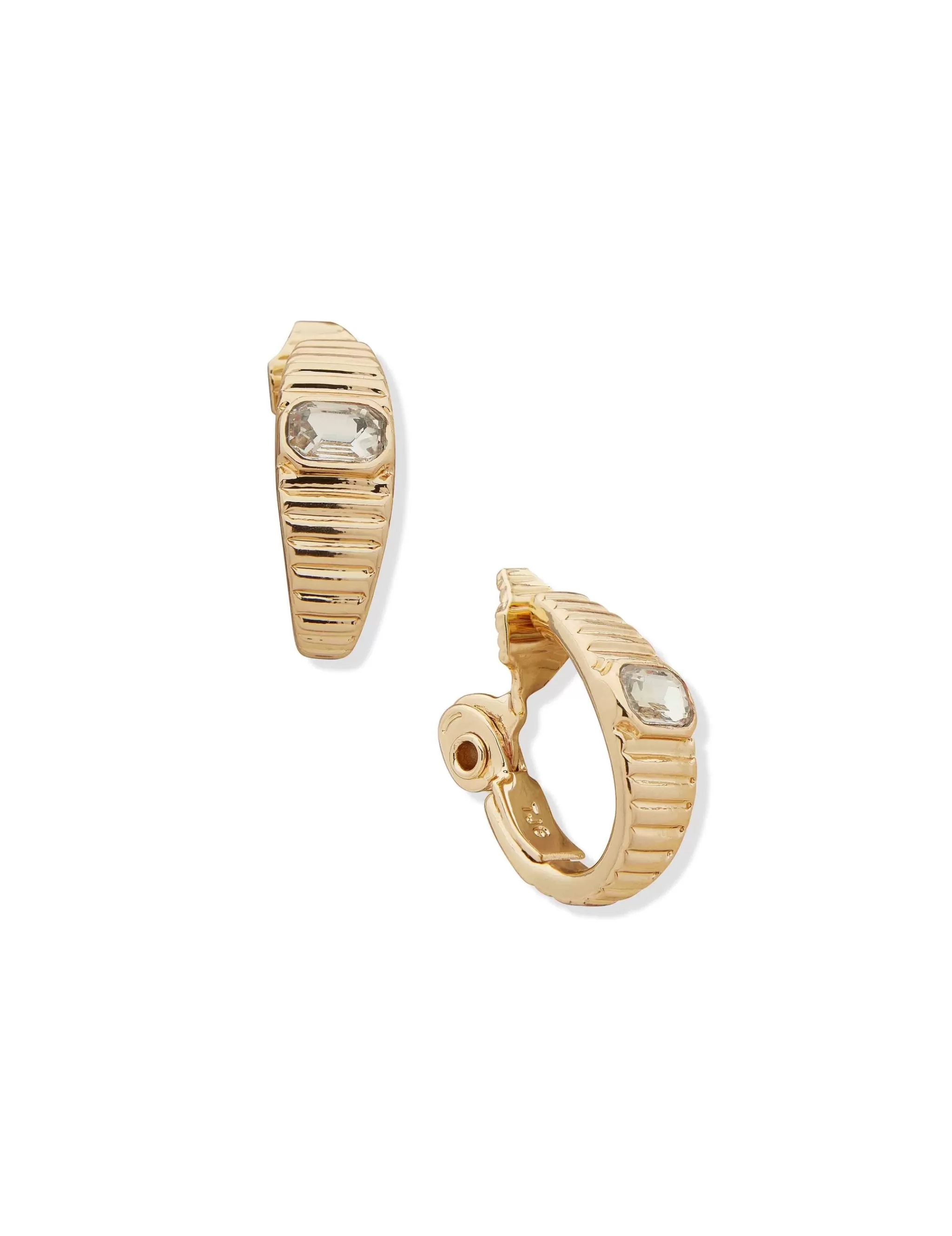Best Anne Klein Hoop With Emerald Stone Clip Earrings