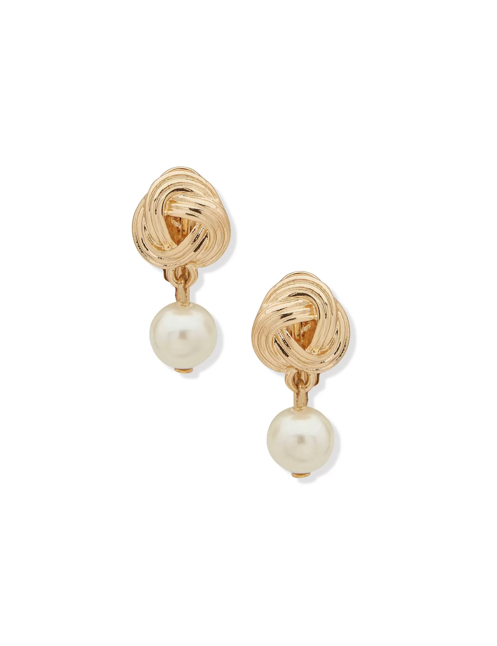 Cheap Anne Klein Knot With Faux Pearl Clip Earrings