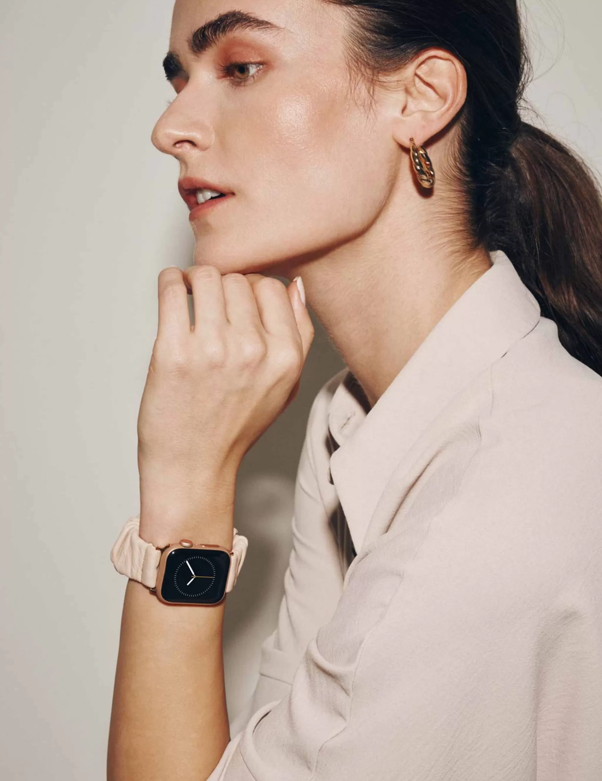 Cheap Anne Klein Leather Scrunchie Elastic Band For Apple Watch®- Sale Blush/Rose Gold-Tone
