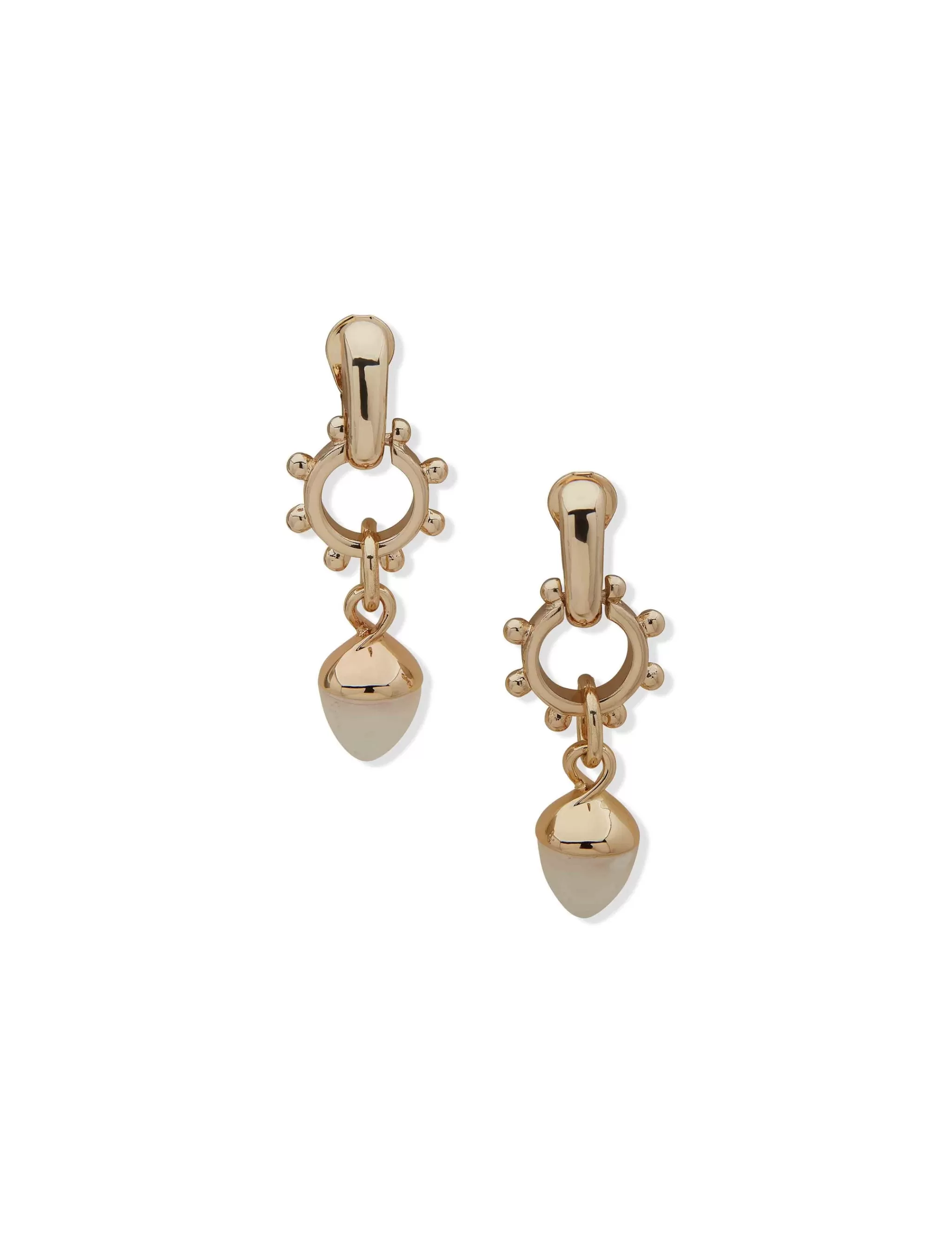 Cheap Anne Klein Linear Drop Faux Pearl Clip Earrings