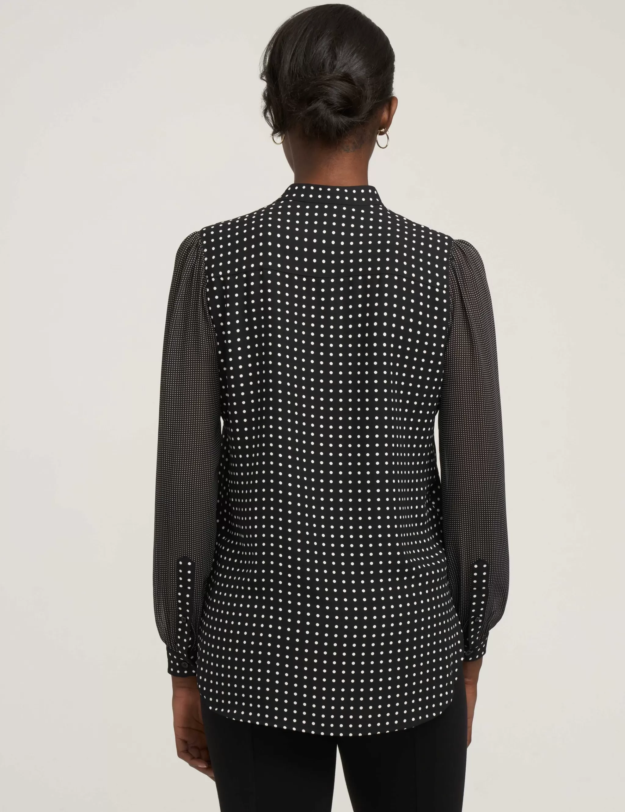 Cheap Anne Klein Long Sheer Sleeve Poet Blouse Black/White