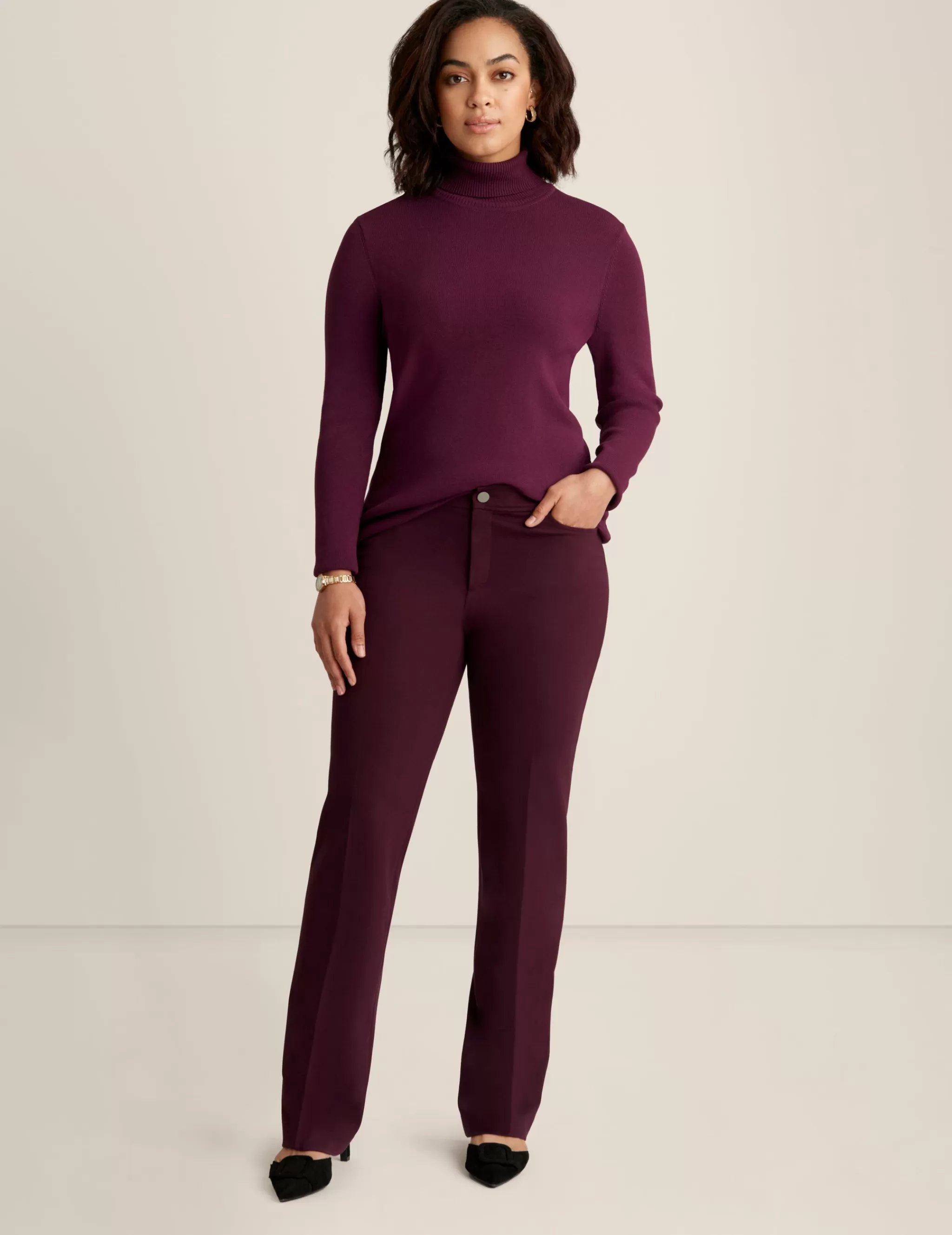 Discount Anne Klein Long Sleeve Turtleneck Deep Plum