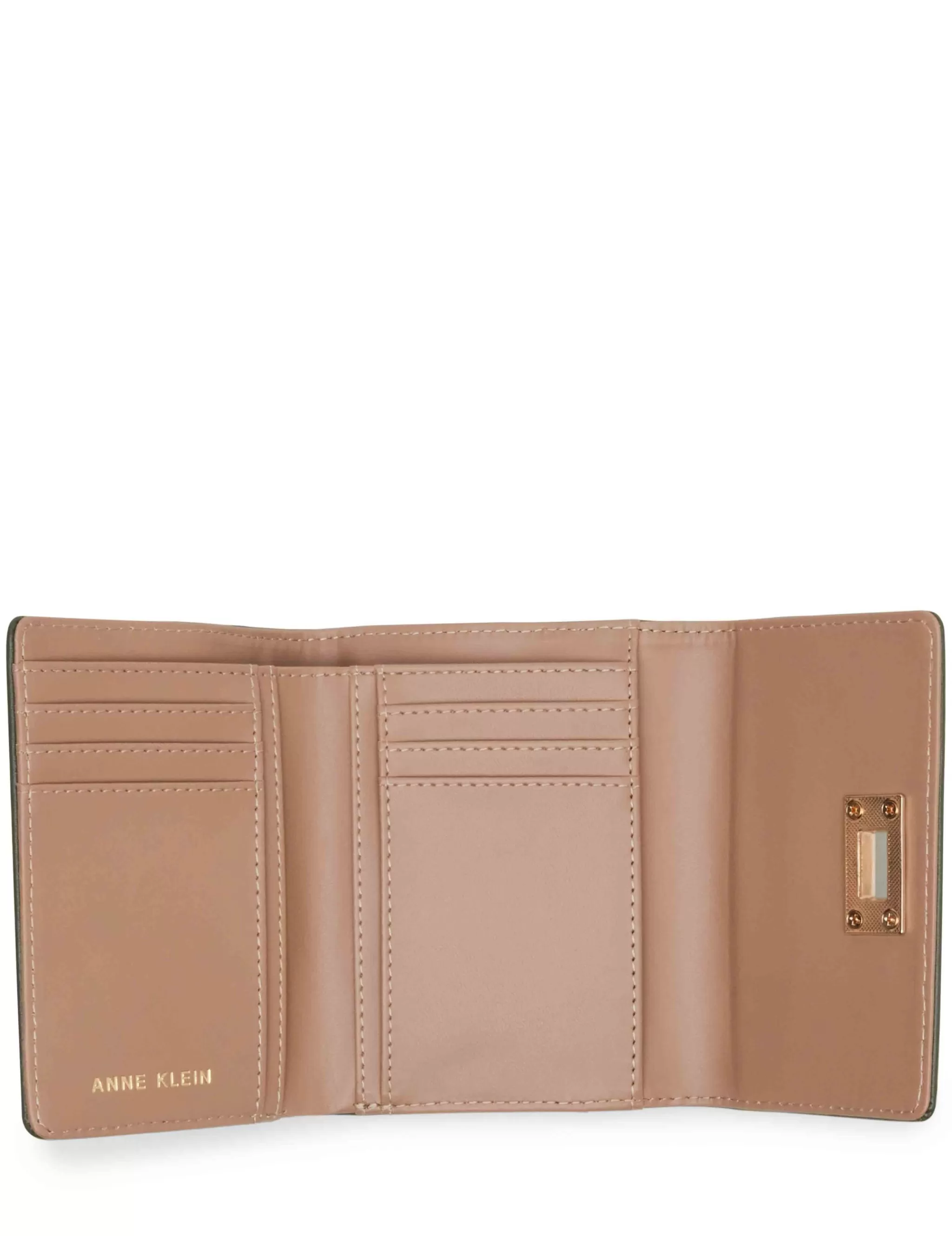 New Anne Klein Medium Flap Wallet With Enamel Turn Lock