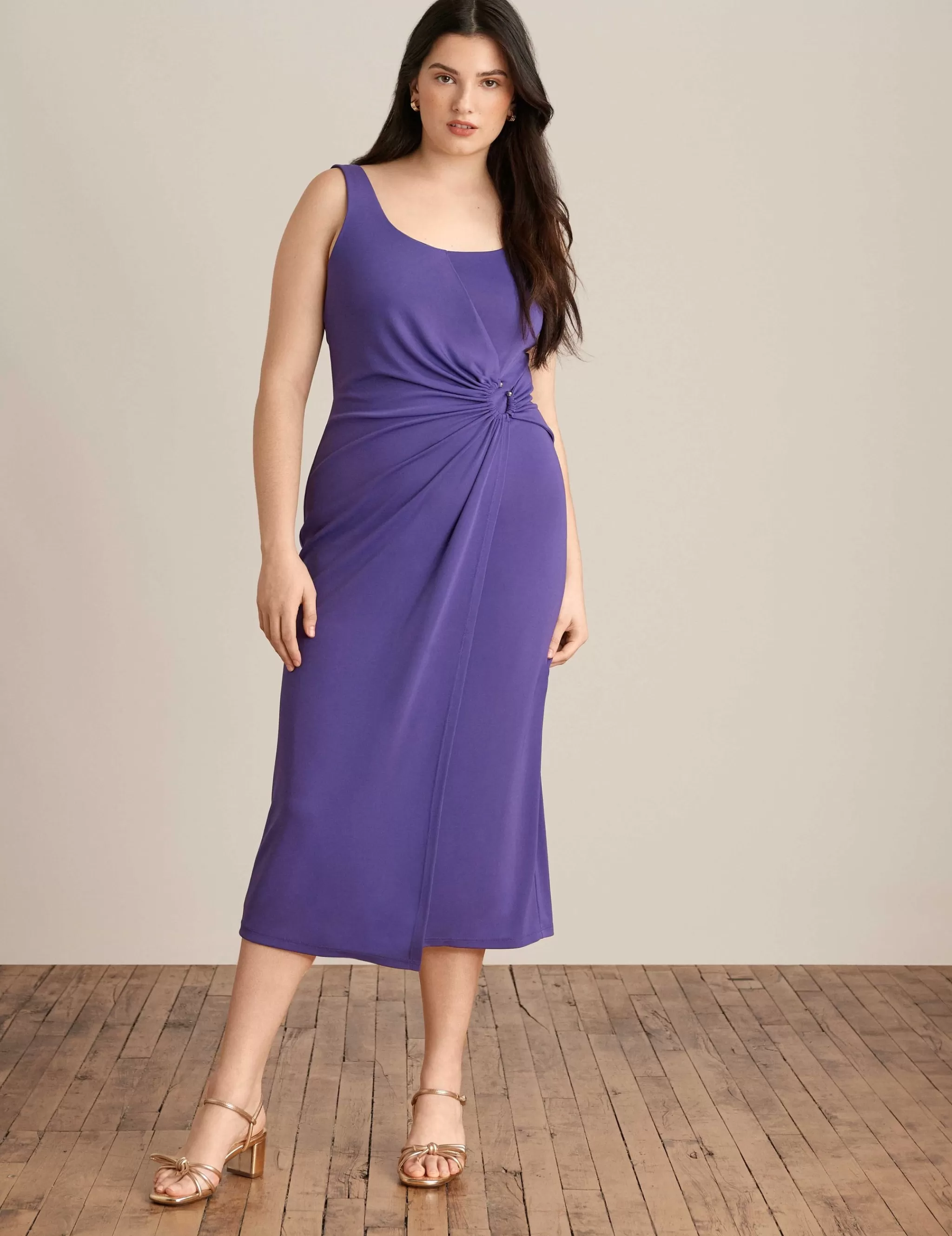 Online Anne Klein Midi Dress With Ring Hardware Passion Purple