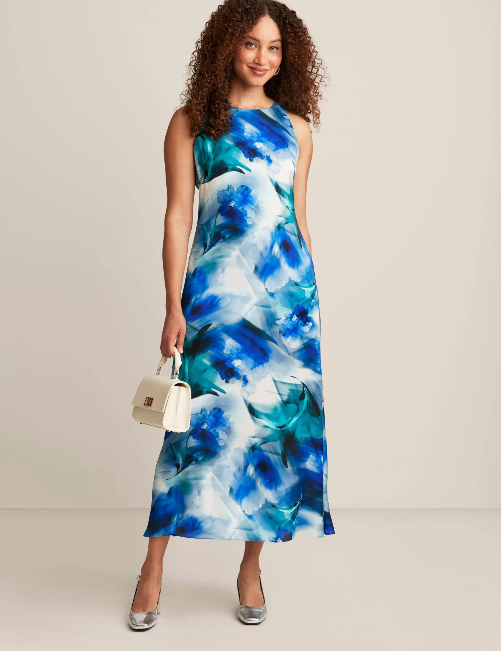 Fashion Anne Klein Midi Slip Dress Anne White Multi
