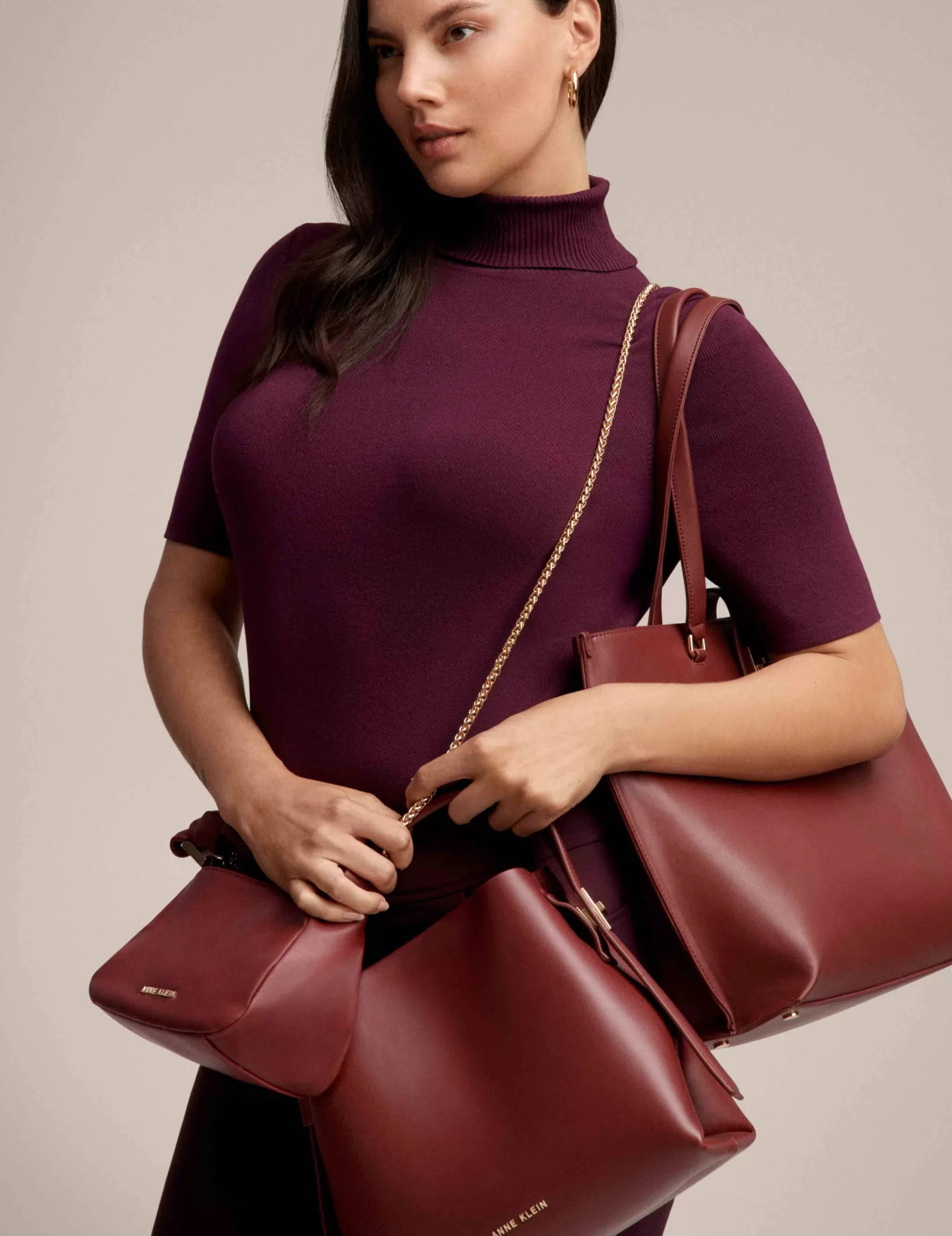 Outlet Anne Klein Mini Soft Knot Crossbody Bordeaux