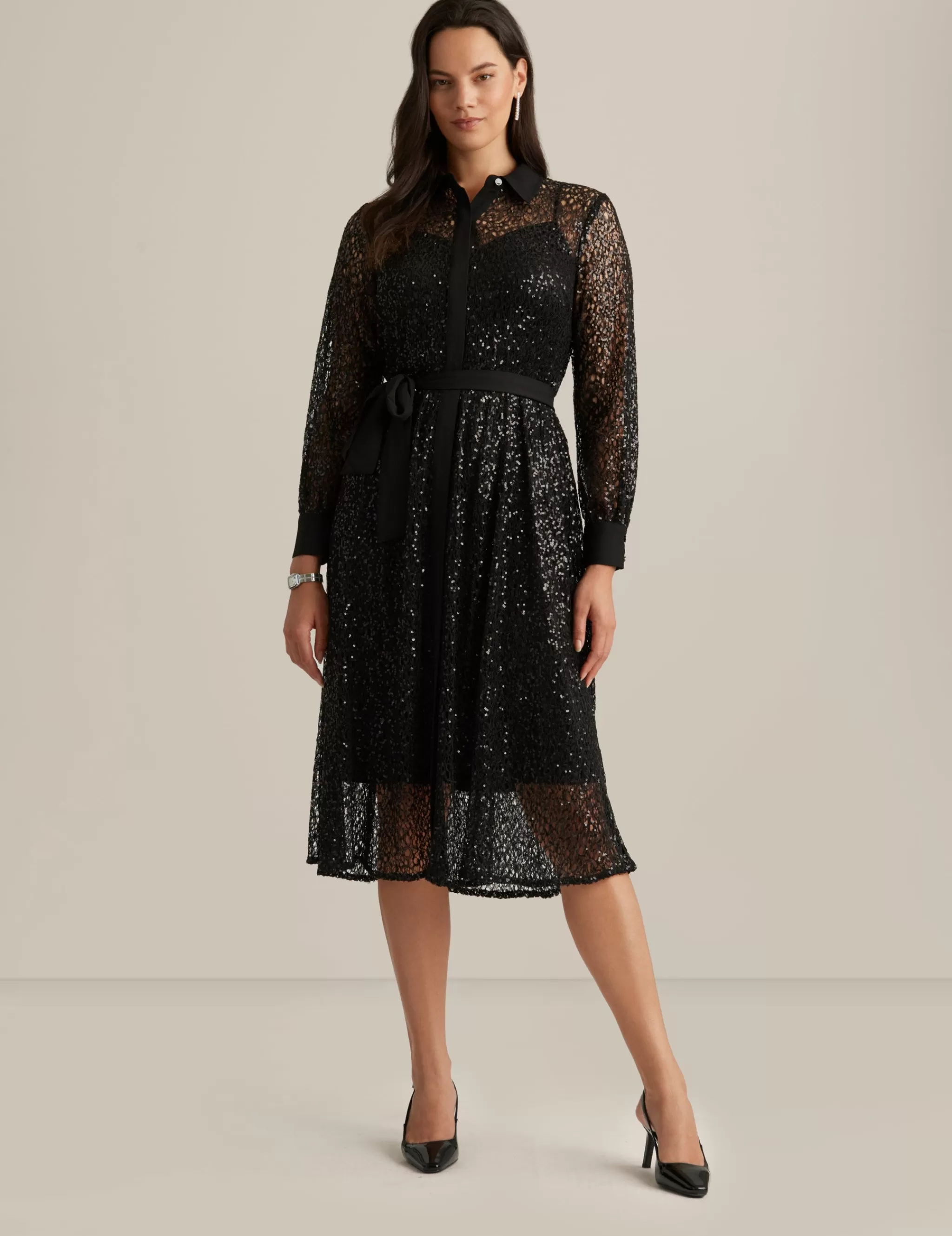 Online Anne Klein Mixed Media A-Line Shirt Dress