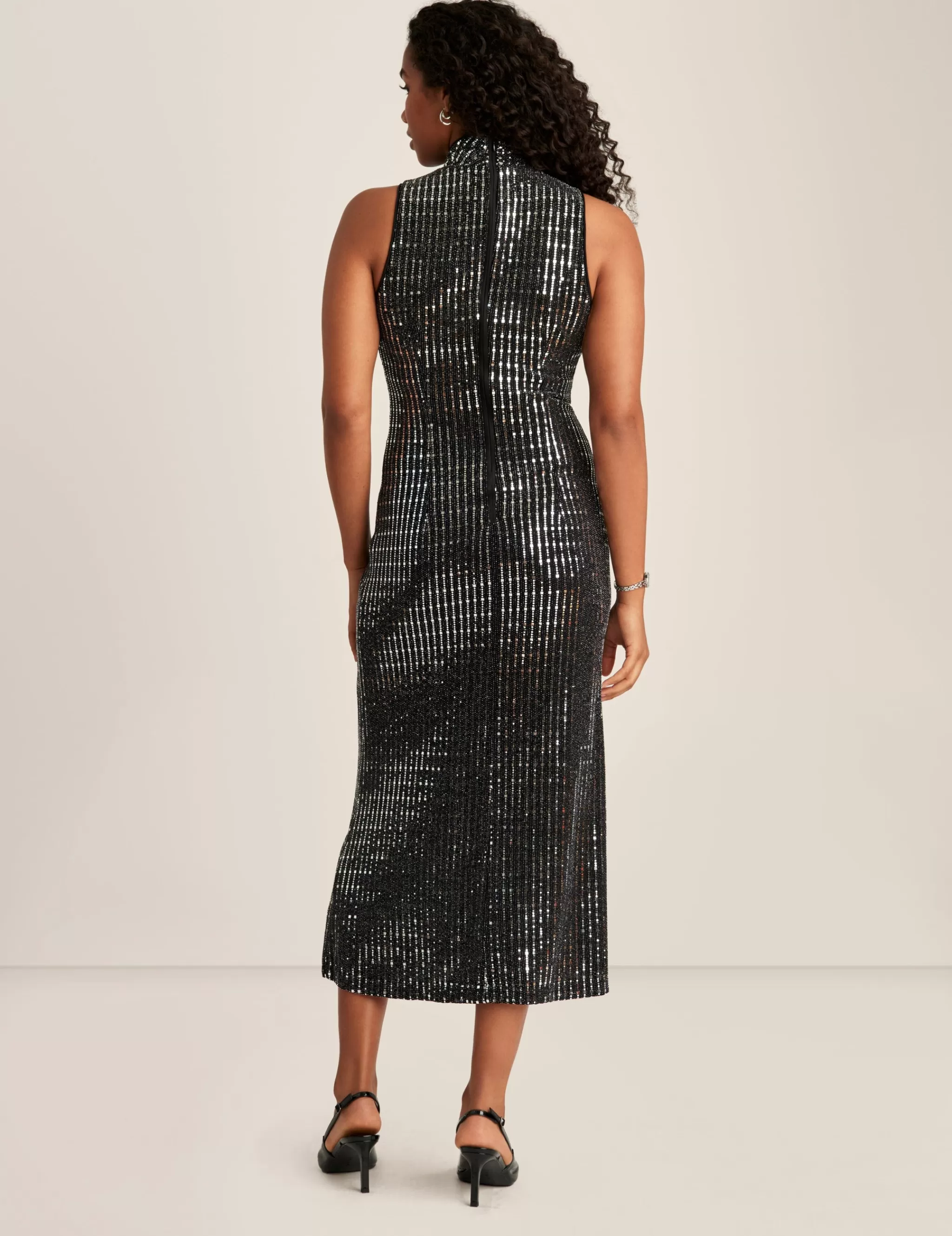 Best Anne Klein Mock Neck Sheath Midi Dress Anne Black/Silver