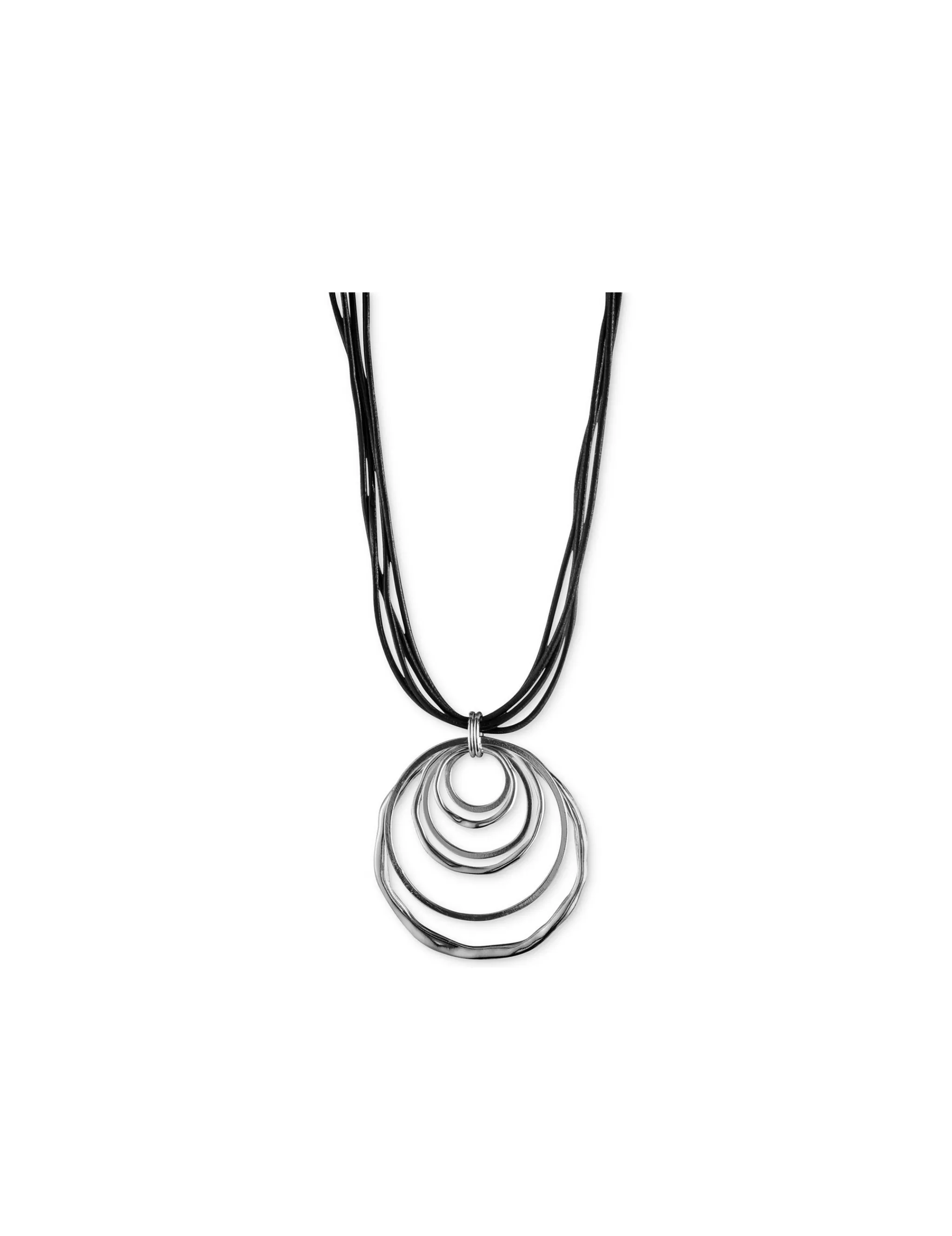 Fashion Anne Klein Multi Inter Hoop Large Pendant Necklace Silver/Black
