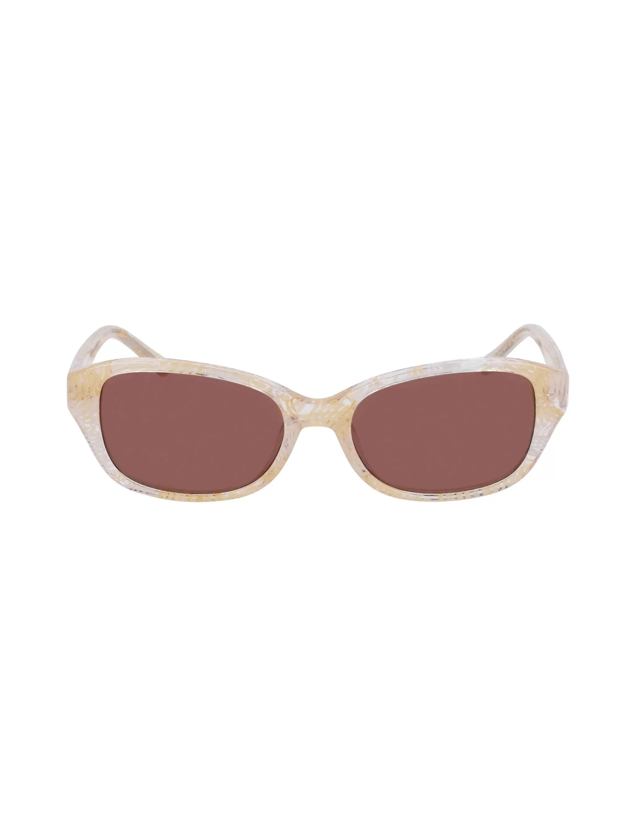 Best Anne Klein Narrow Rounded Rectangle Sunglasses IVORY PLAID