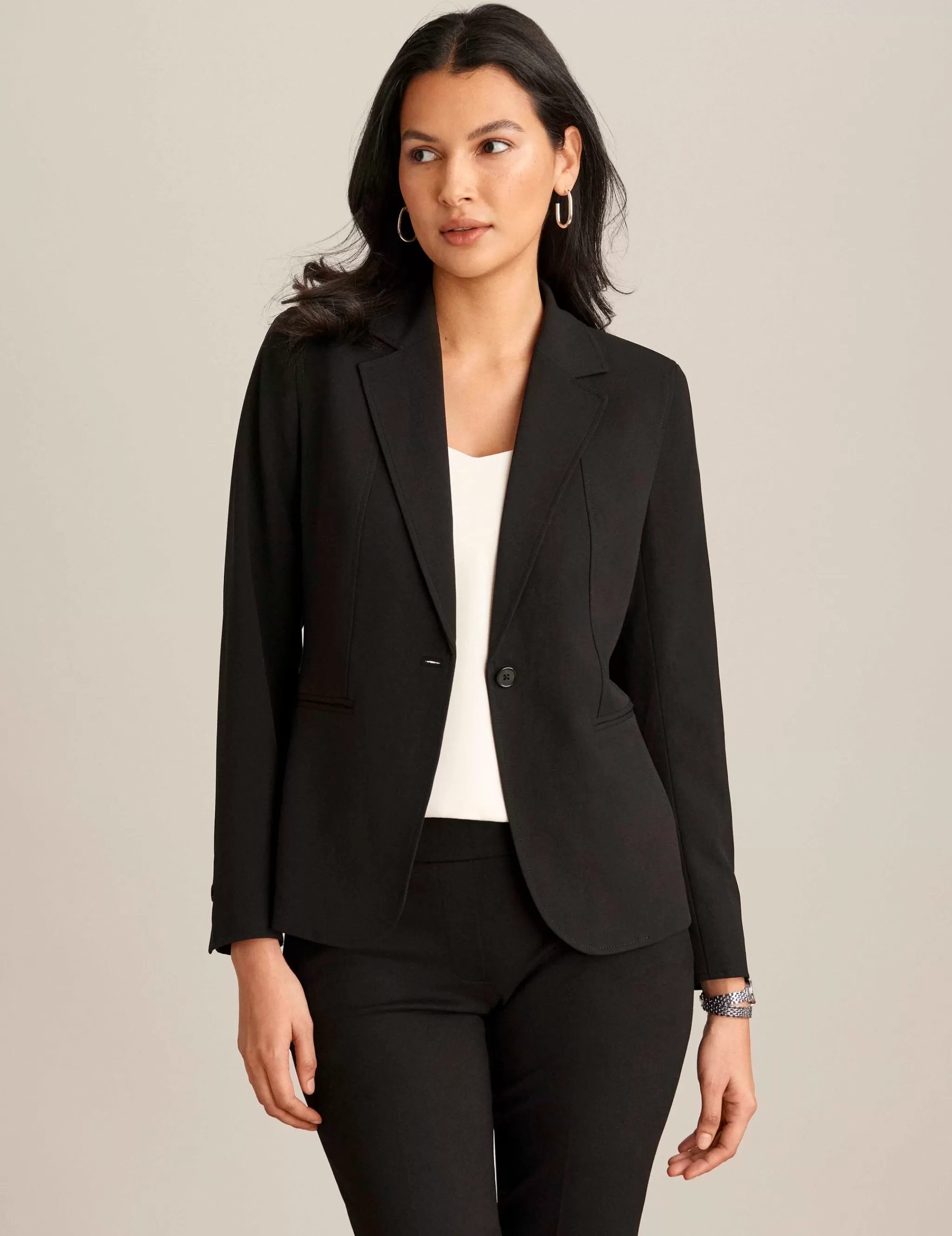 Hot Anne Klein Notch Collar Jacket With Princess Seam Anne Black