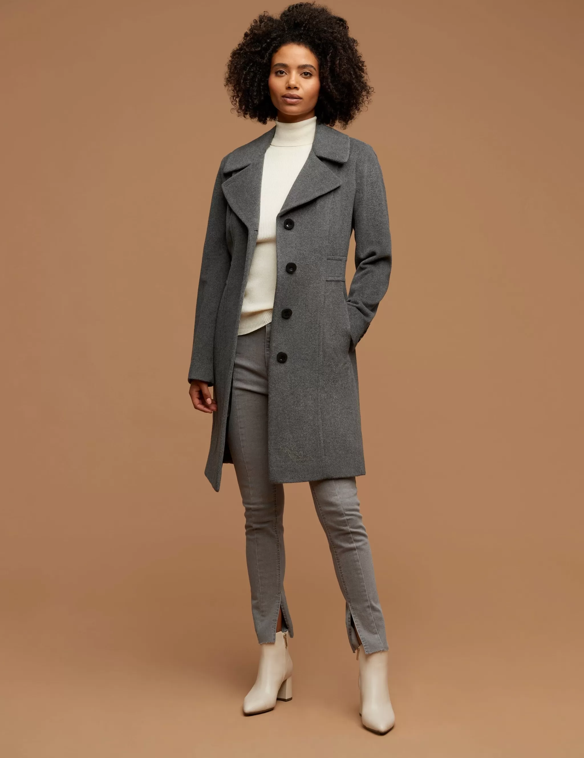 Discount Anne Klein Notch Collar Wool Coat