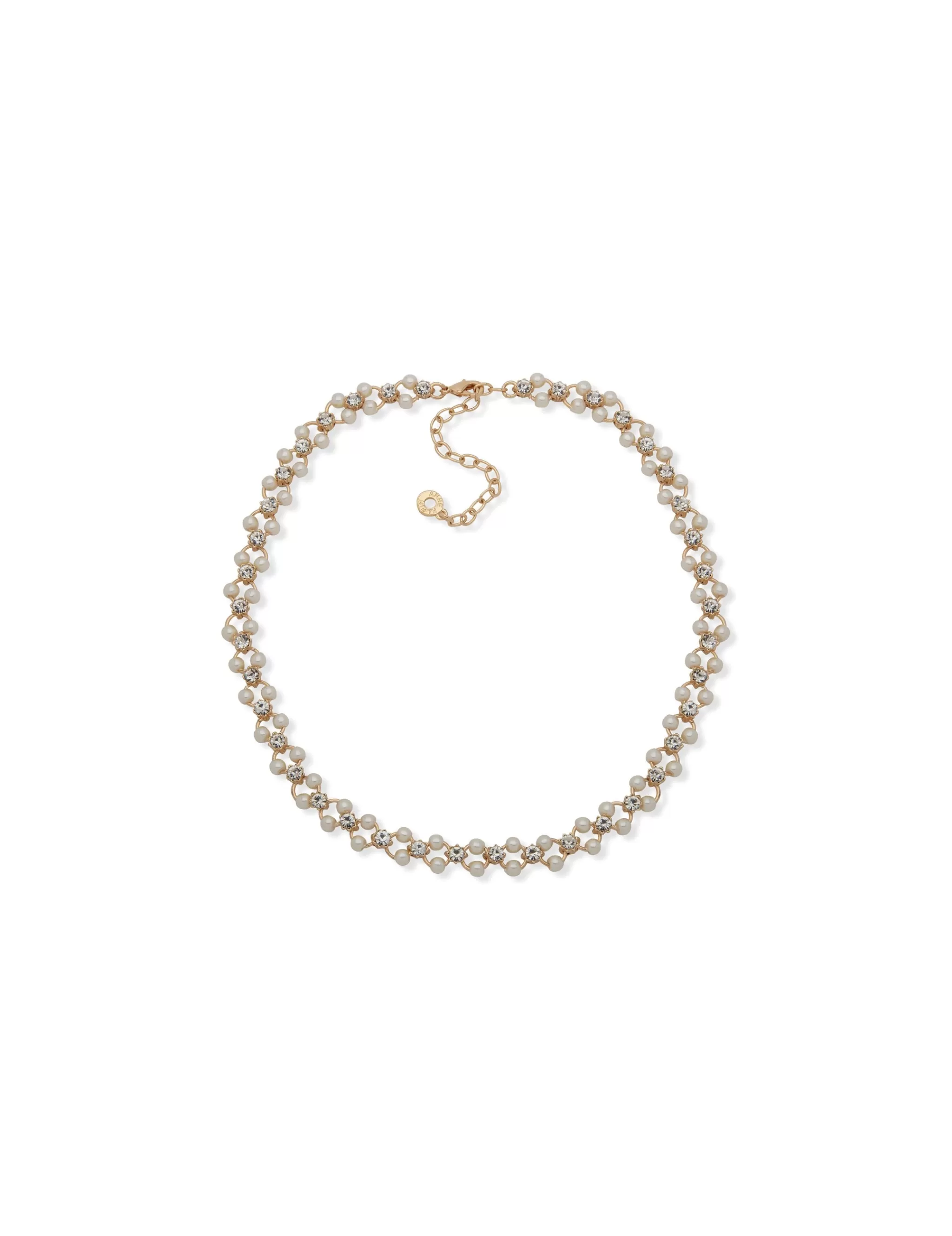 New Anne Klein Open Faux Pearl Station Collar Necklace