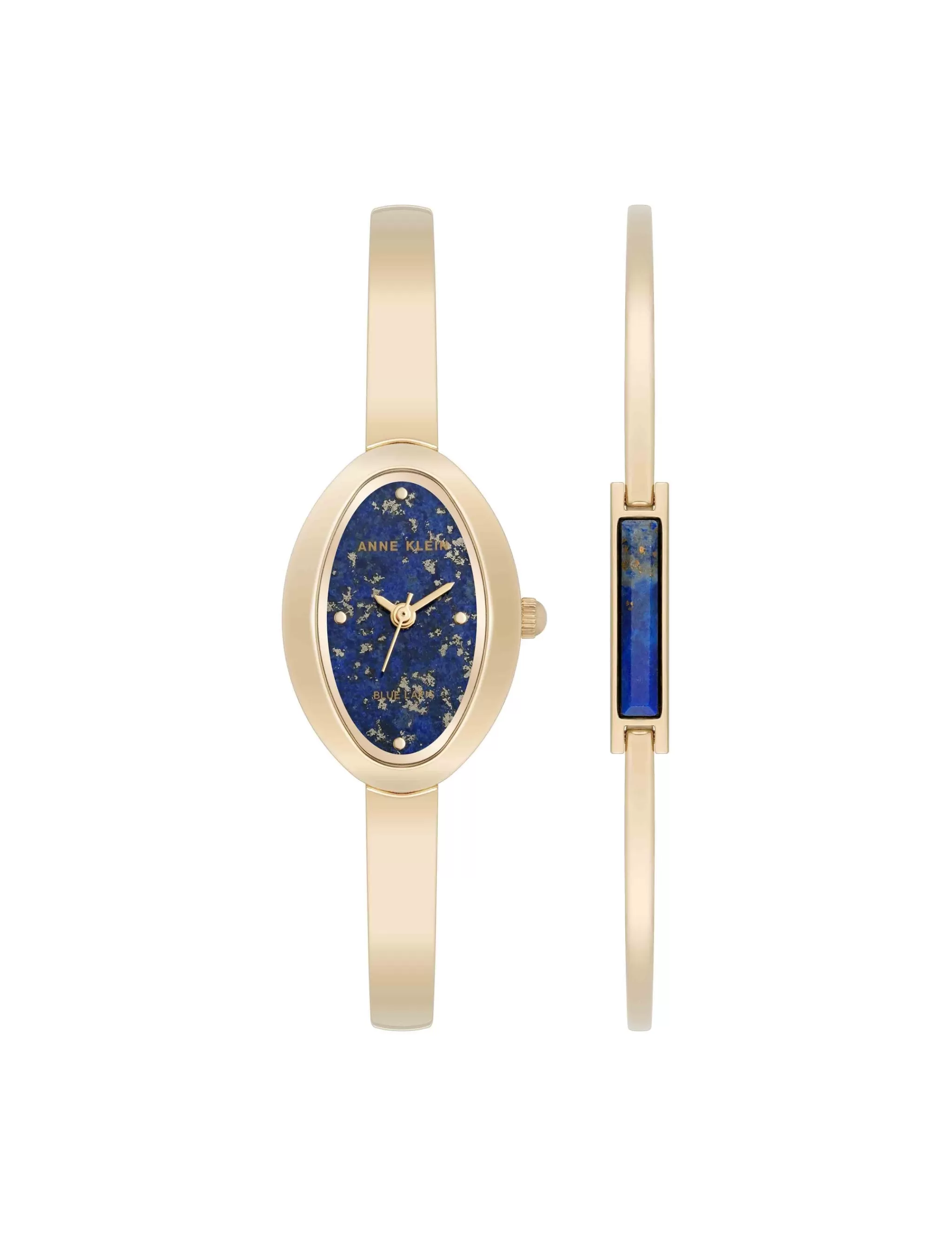 Hot Anne Klein Oval Gemstone Bangle Watch Set Lapis