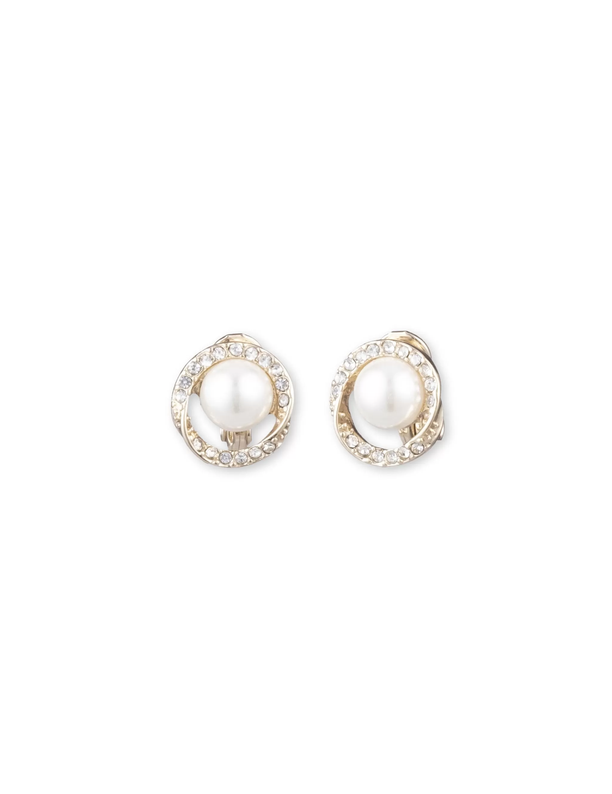 Outlet Anne Klein Pave Halo Twist Button Clip On Earrings