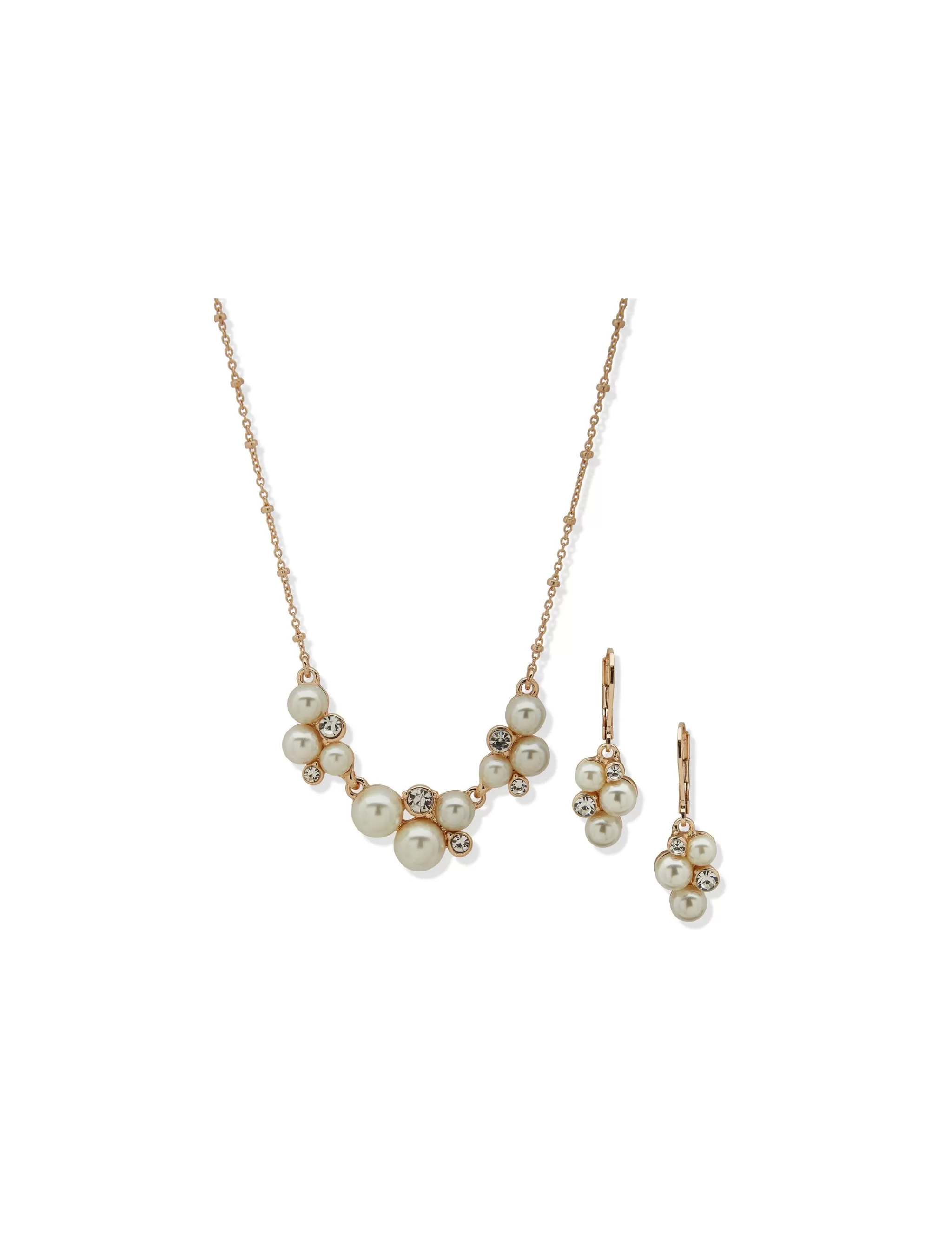 Shop Anne Klein Pearl Cluster Necklace And Earring Set