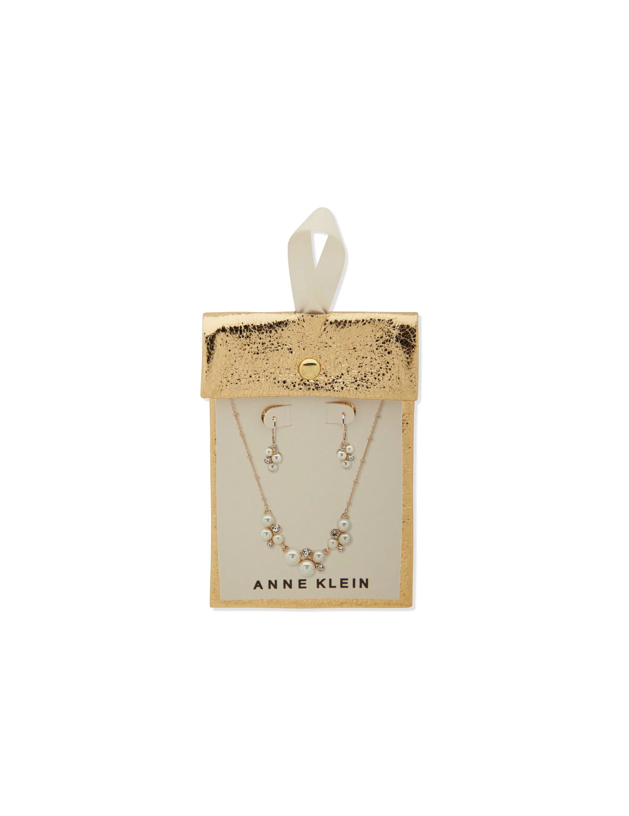 Shop Anne Klein Pearl Cluster Necklace And Earring Set