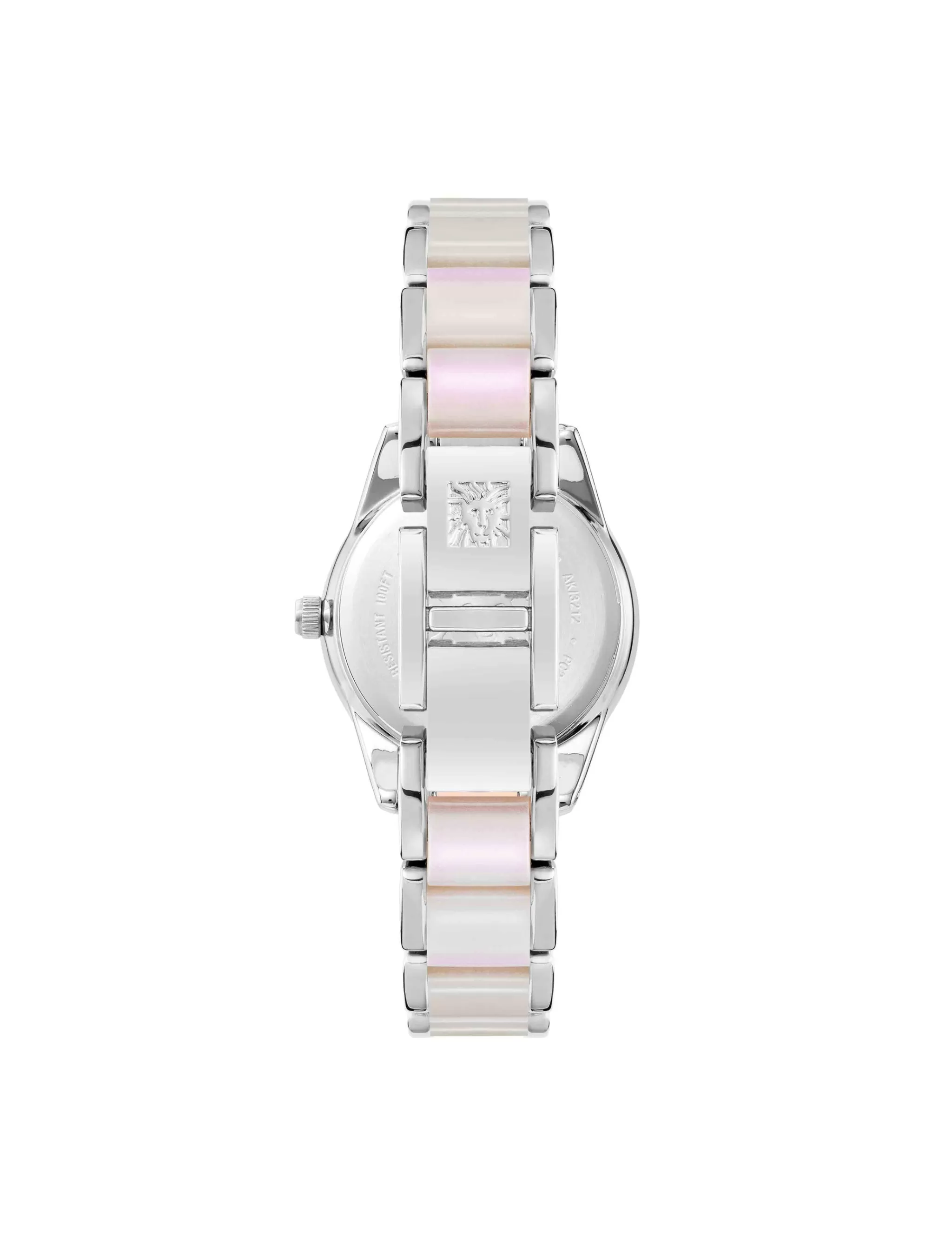 Shop Anne Klein Pearlescent Resin Link Bracelet Watch Iridescent/ Silver-Tone