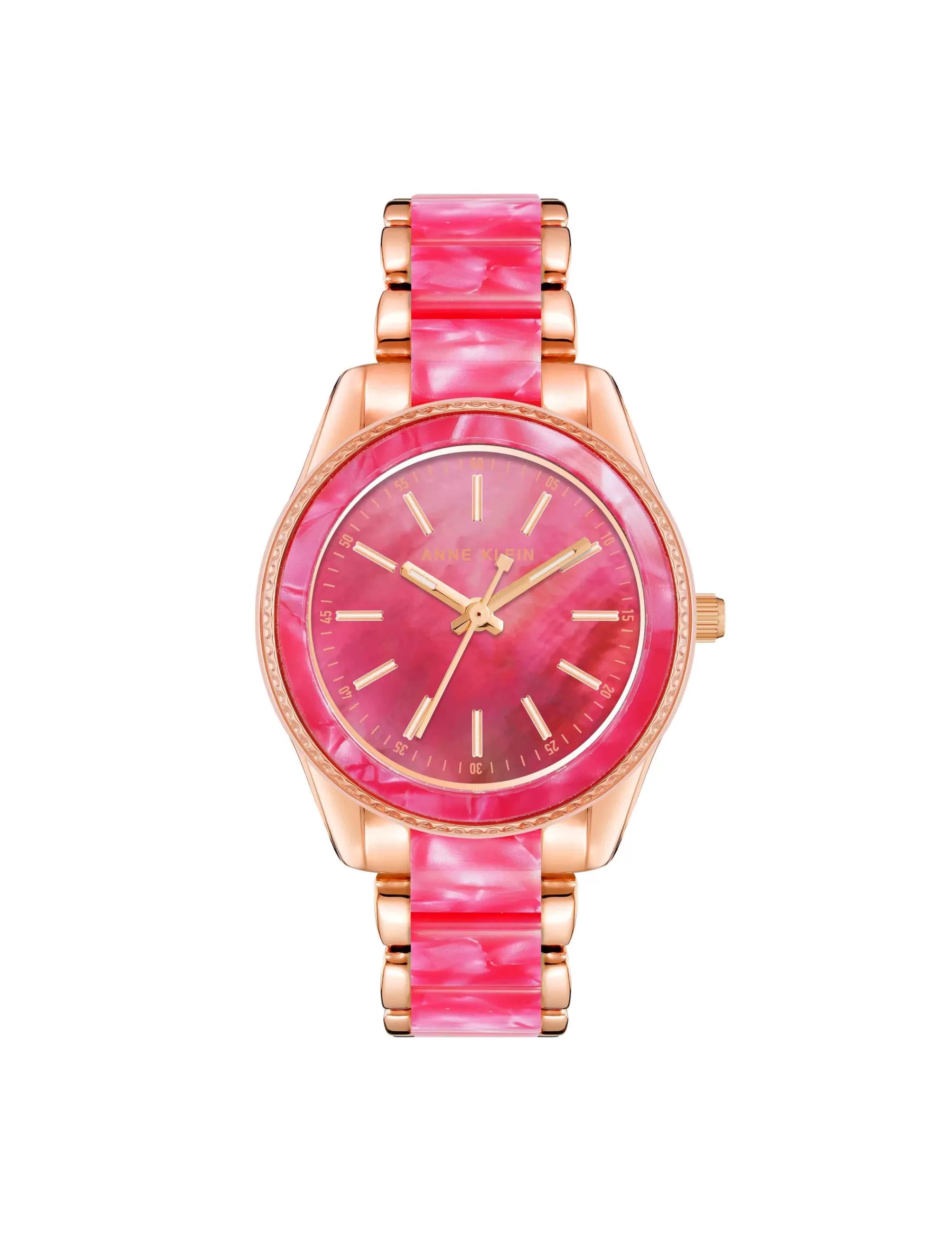 Cheap Anne Klein Pearlescent Resin Link Watch Rose Gold-Tone/Hot Pink
