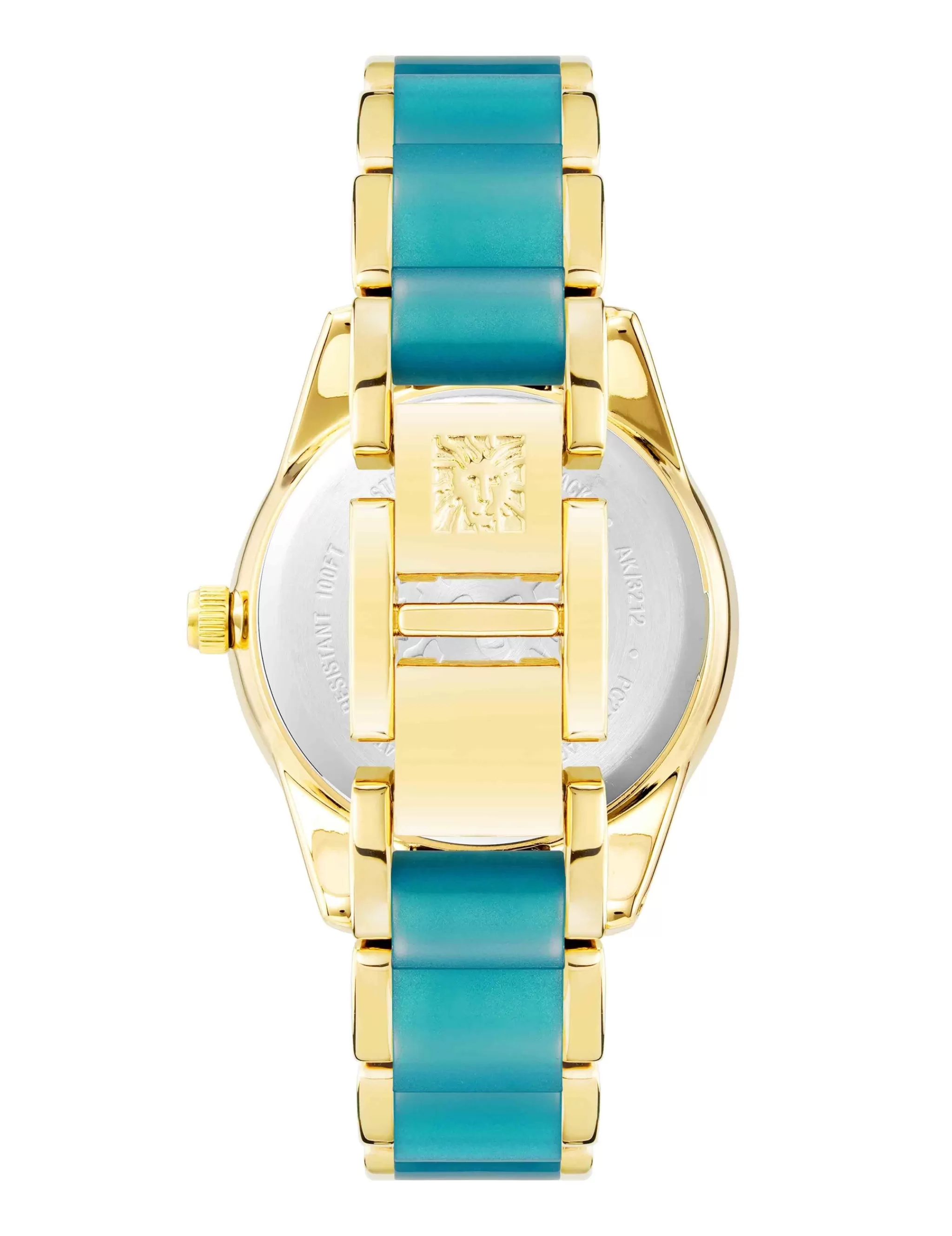 Flash Sale Anne Klein Pearlescent Resin Link Watch- Sale GoldTone/ Teal
