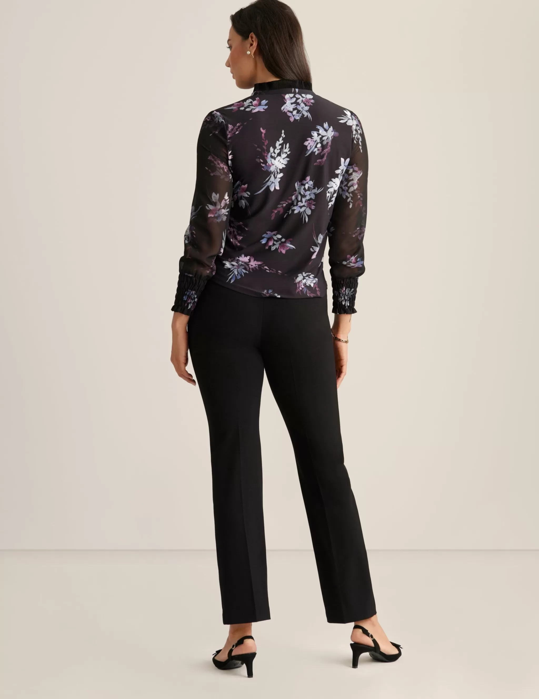 Outlet Anne Klein Pleated Chiffon Blouse Anne Black Multi