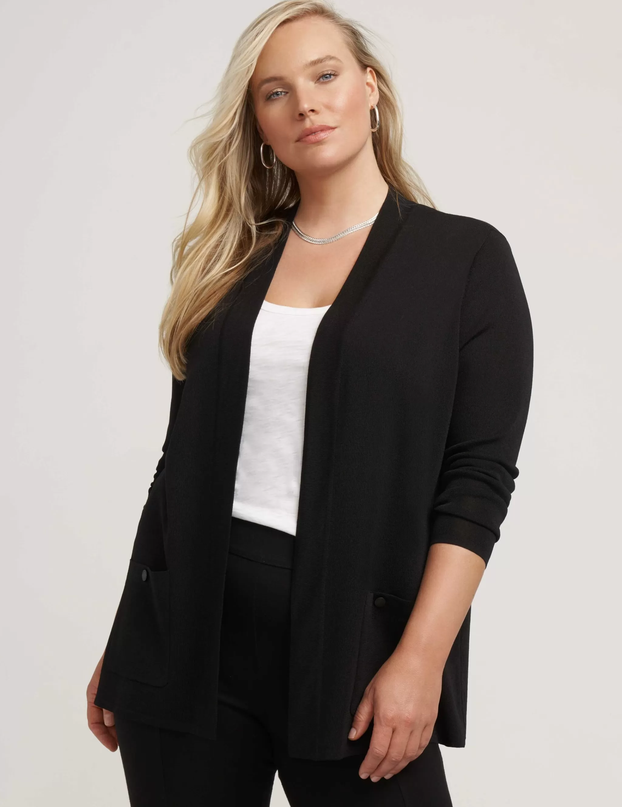 Best Anne Klein Plus Size Two Pocket Malibu Cardigan Anne Black