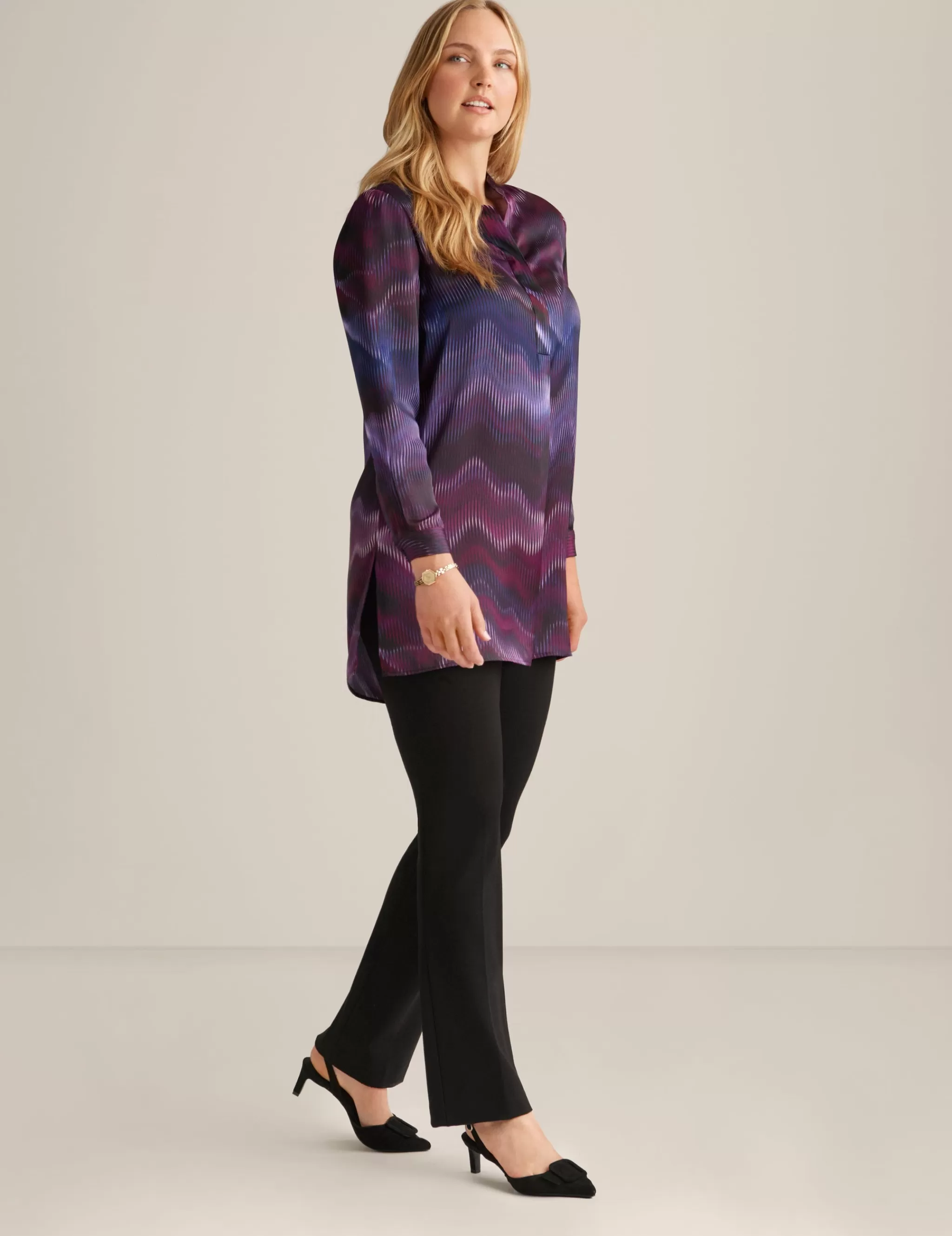Online Anne Klein Popover Blouse Deep Plum Multi
